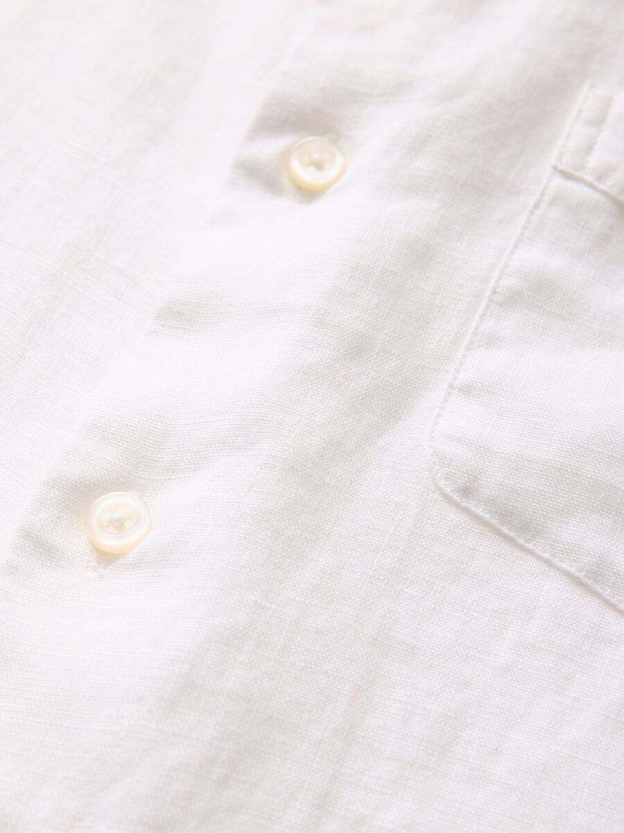 Camicia a maniche lunghe bianca in lino Uomo_4