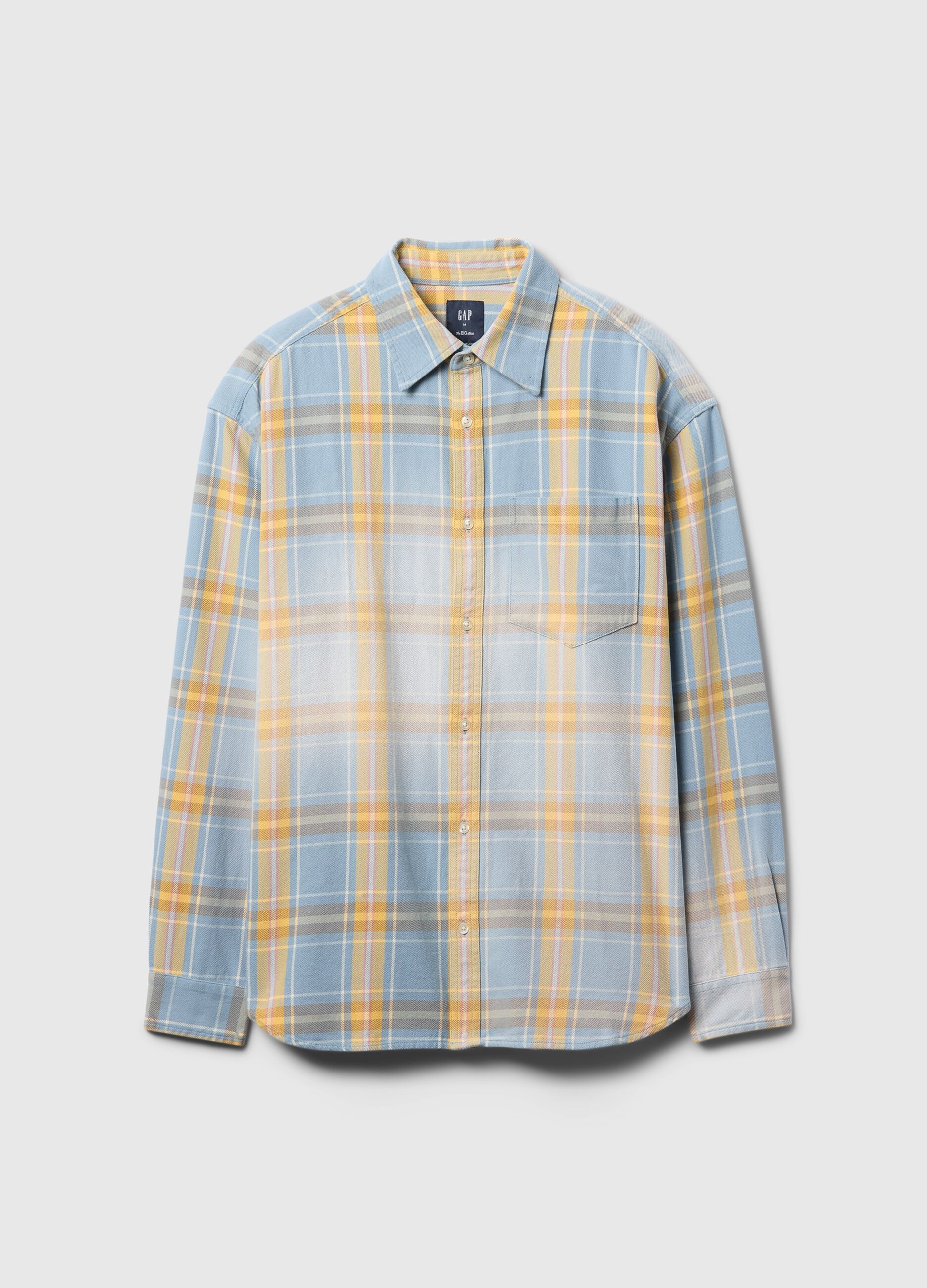 Camicia a quadri azzurri e gialli in cotone_3