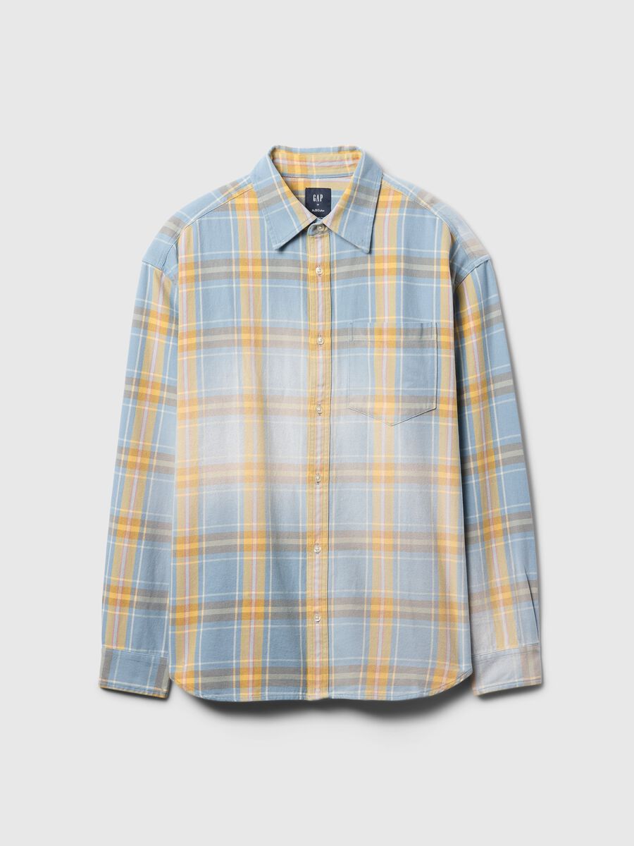 Camicia a quadri azzurri e gialli in cotone Uomo_3