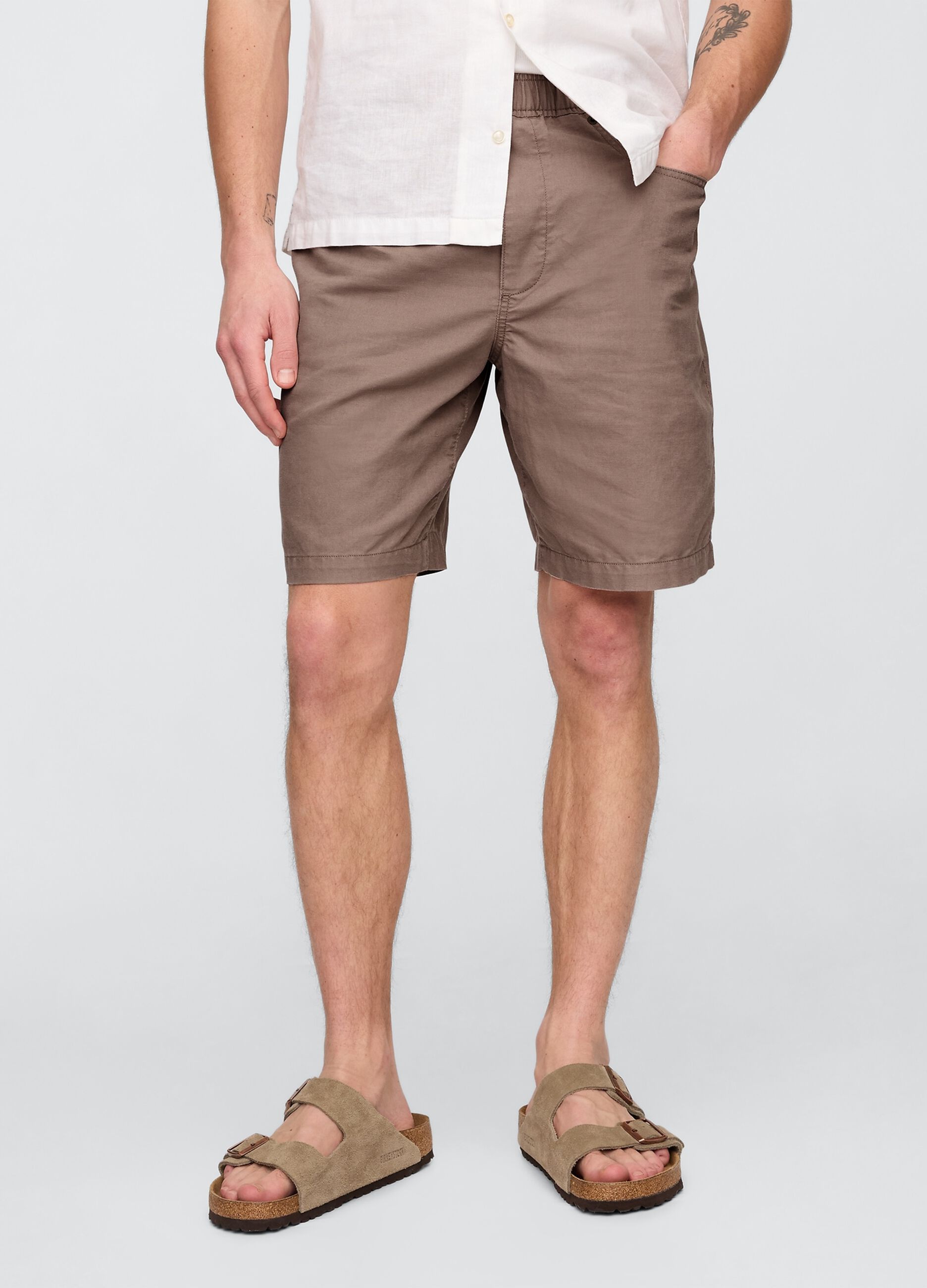Shorts marroni in lino e cotone Gap_1