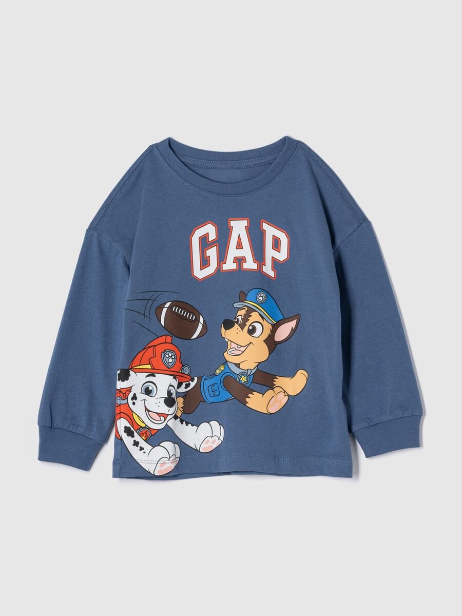 T-shirt in cotone stampa Paw Patrol e logo Bimbo_0