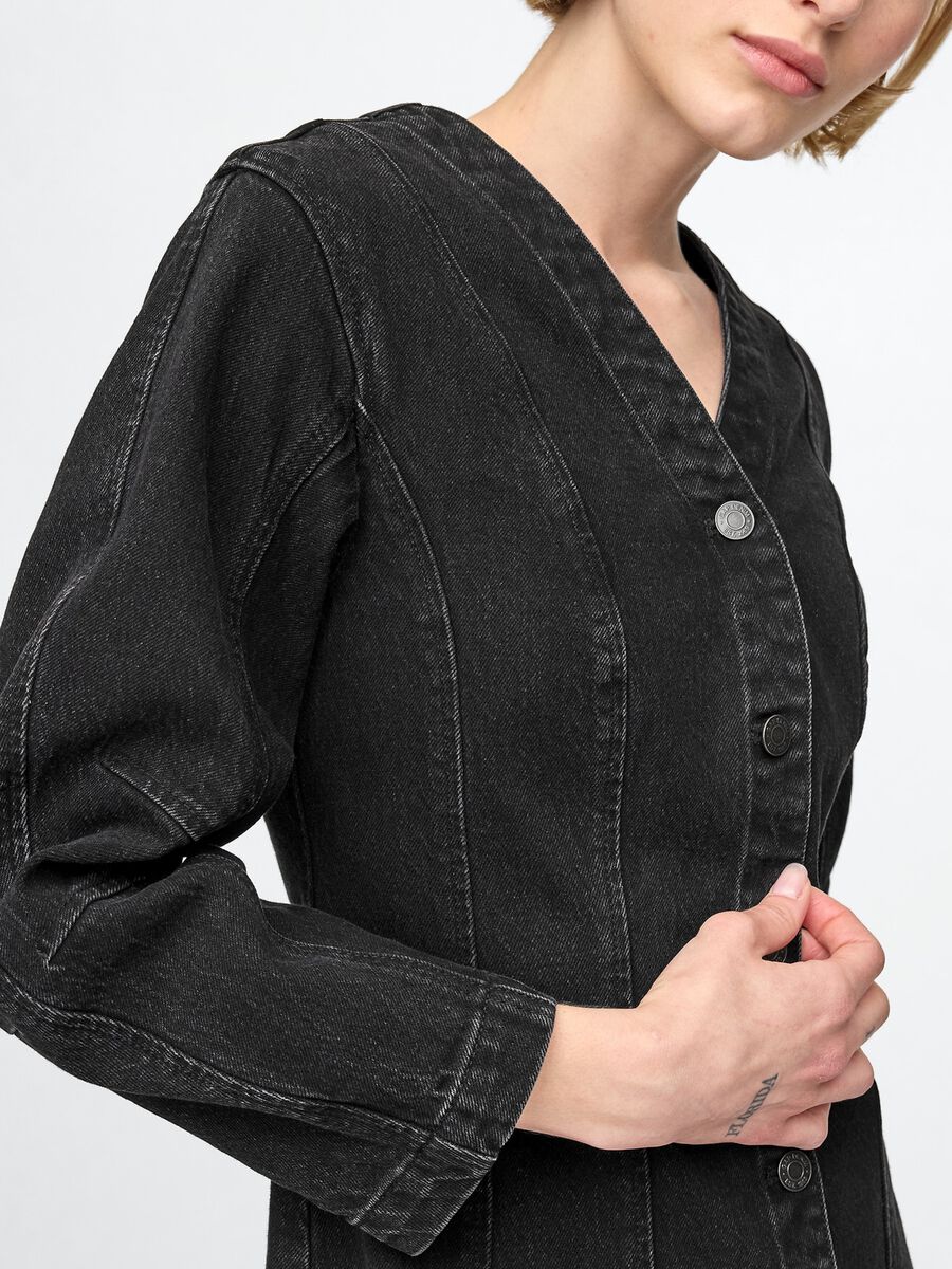 Abito denim nero con bottoni Gap Donna_3