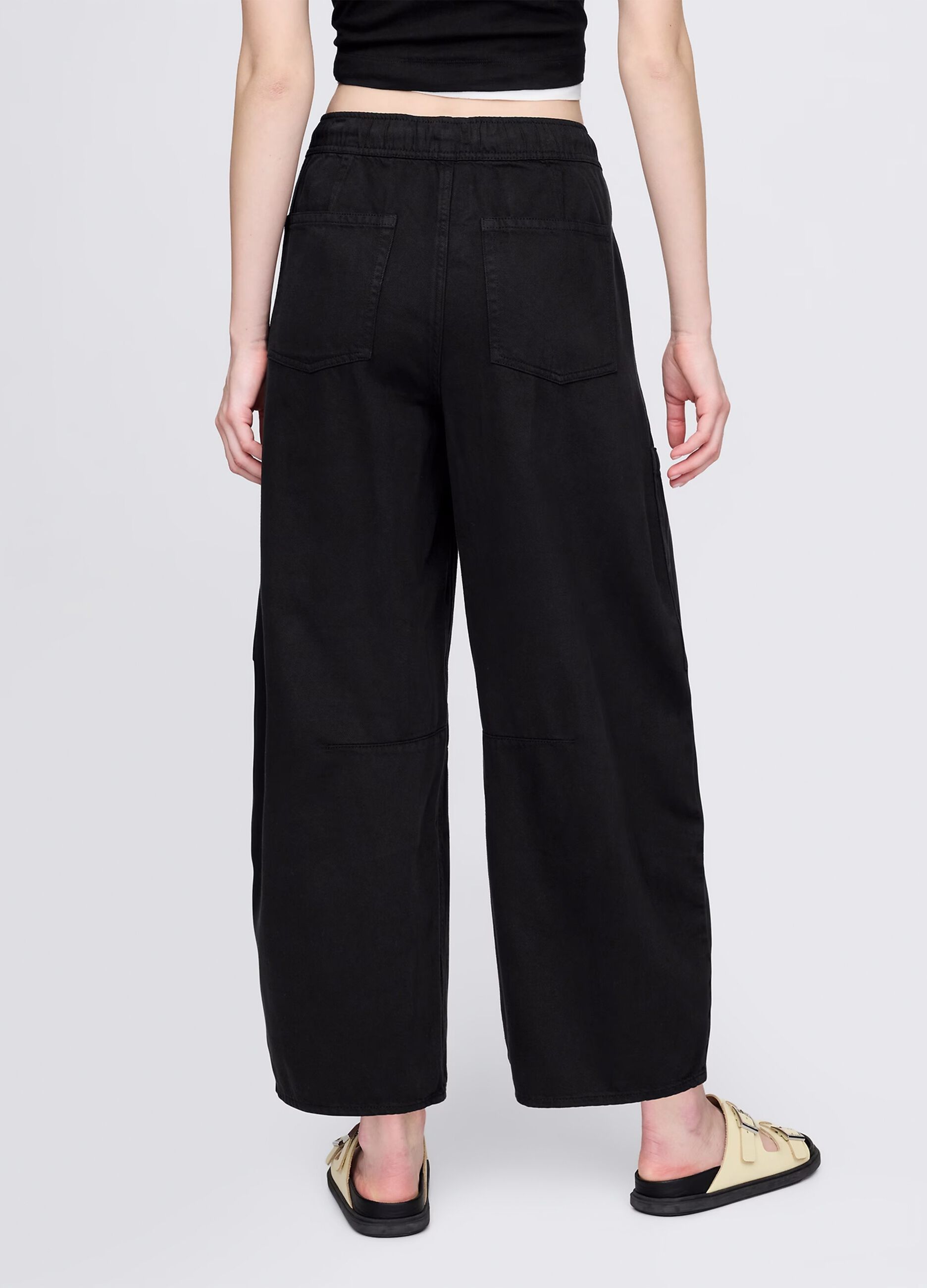 Pantaloni cargo neri in cotone e Lyocell_2