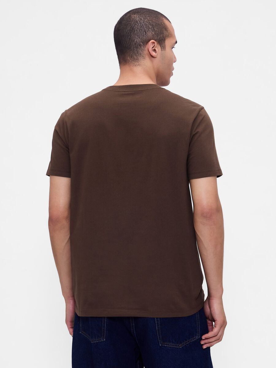 T-shirt marrone in cotone a maniche corte Uomo_1