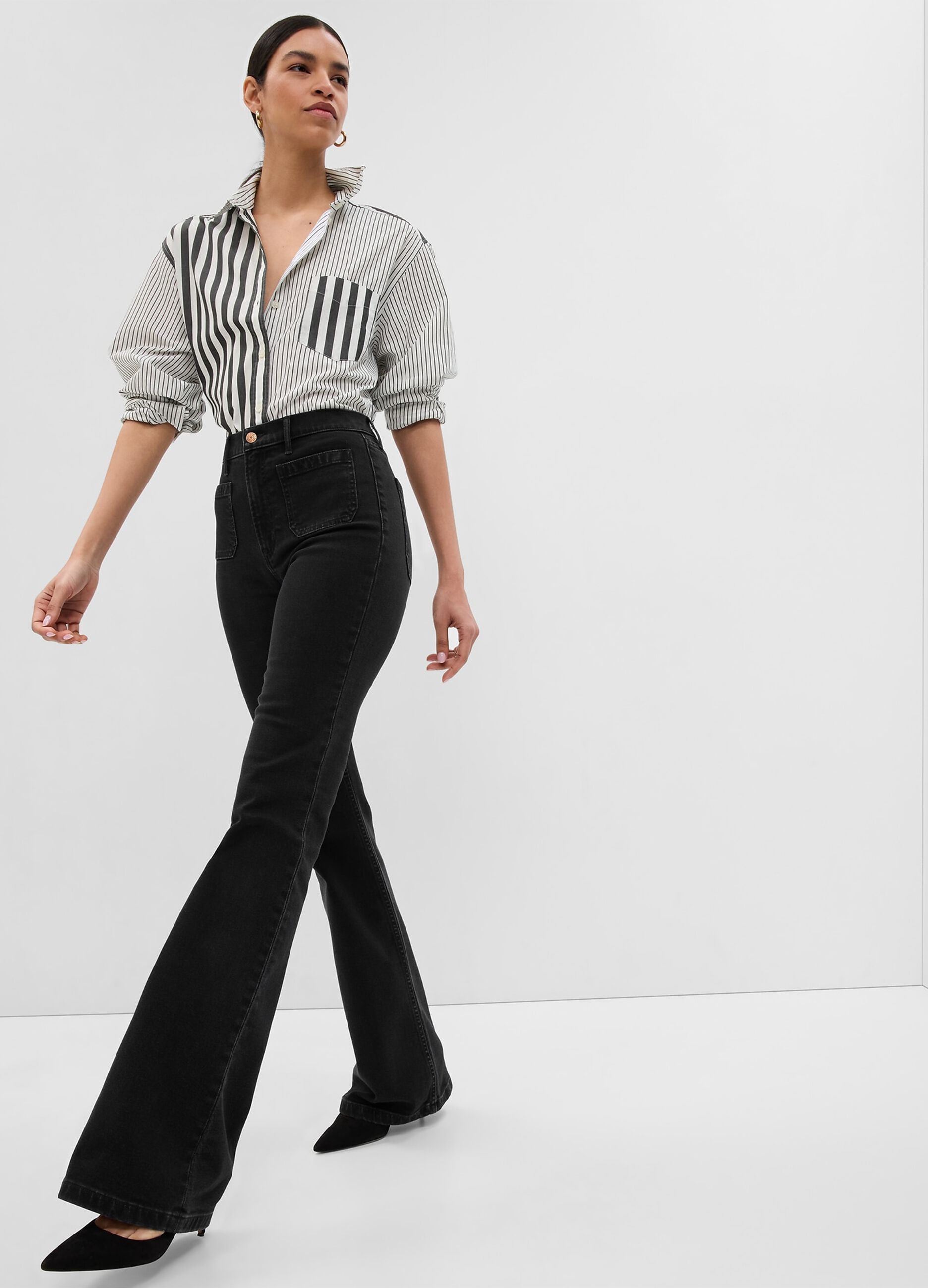 Flare-fit high-rise jeans