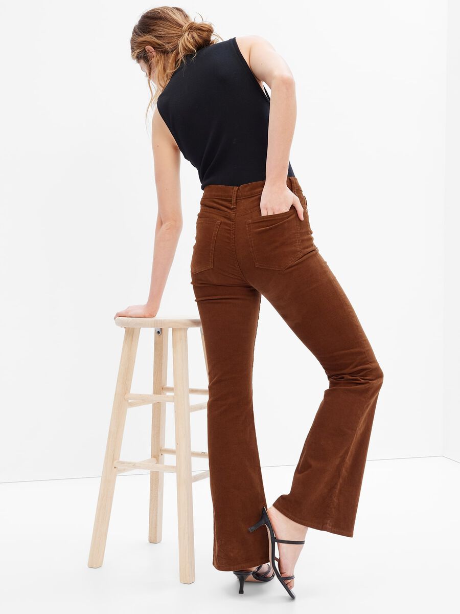 Flare-fit stretch corduroy jeans Woman_3