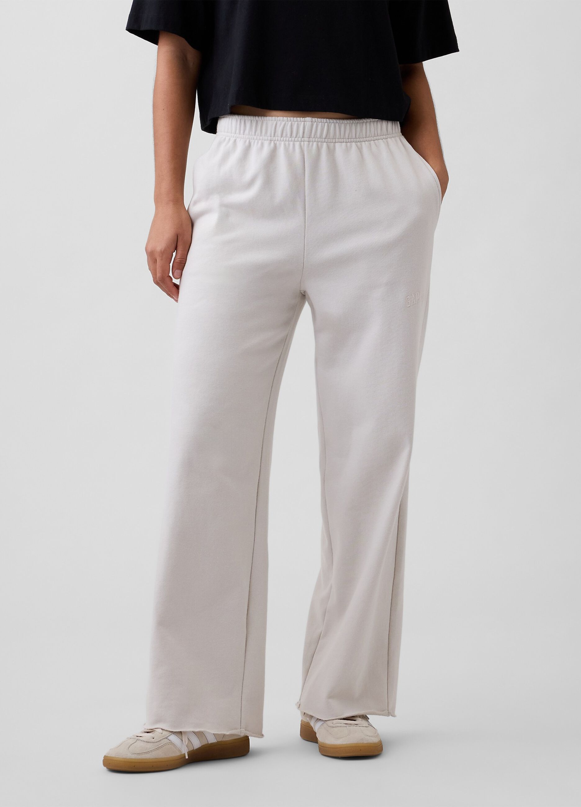 Pantaloni wide leg in misto cotone