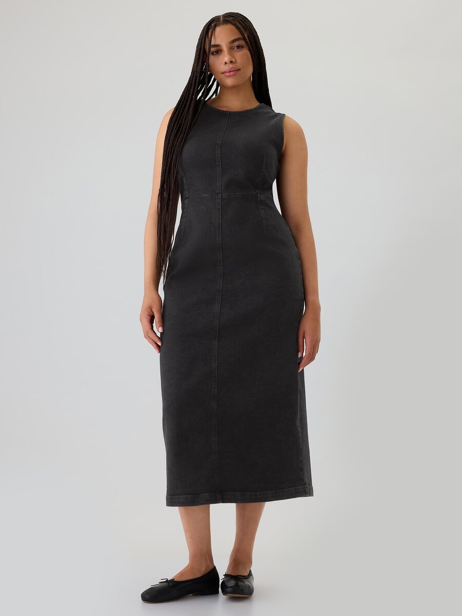 Vestito lungo smanicato in denim Donna_3