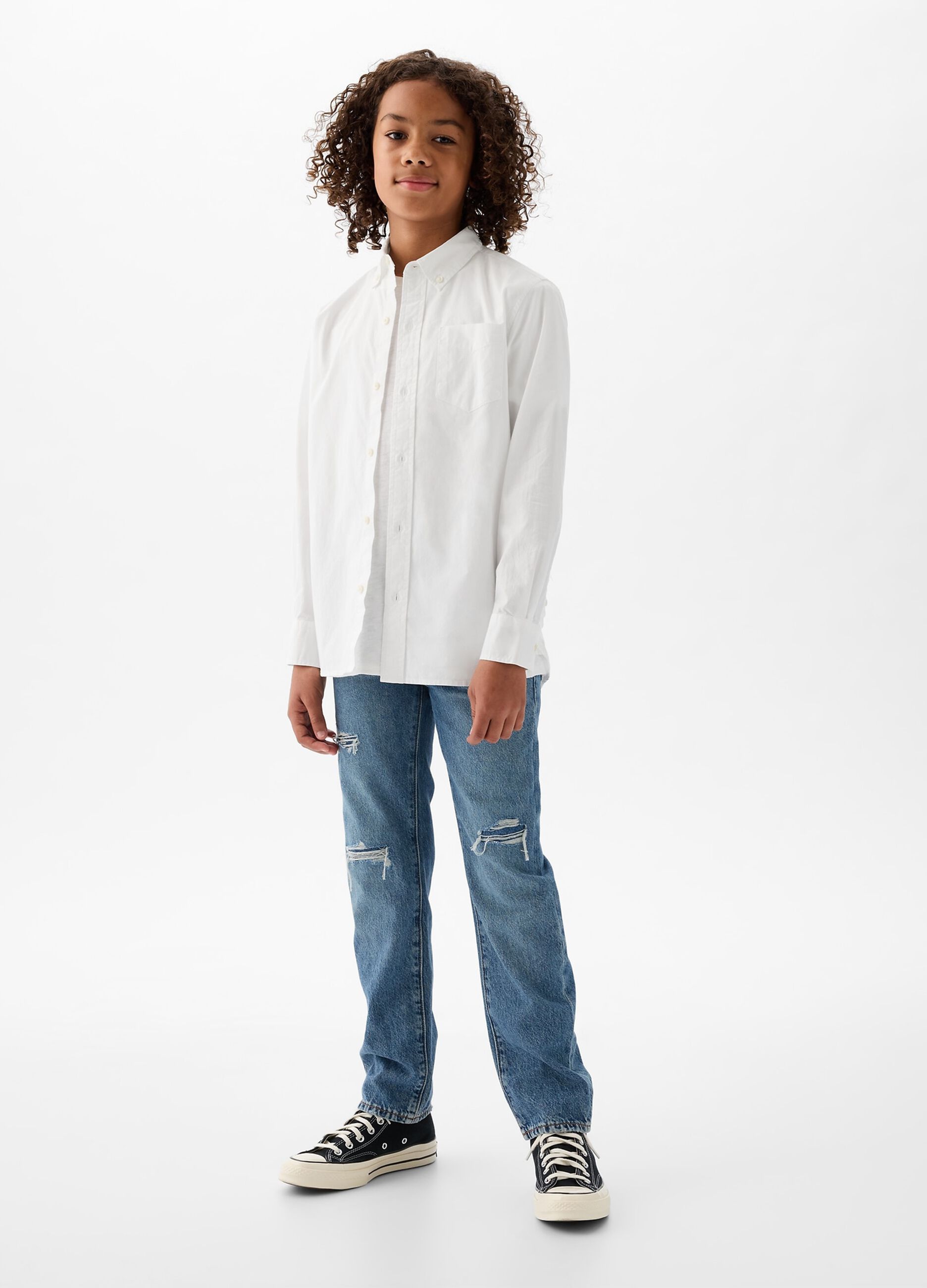 Camicia in cotone bio con tasca_1