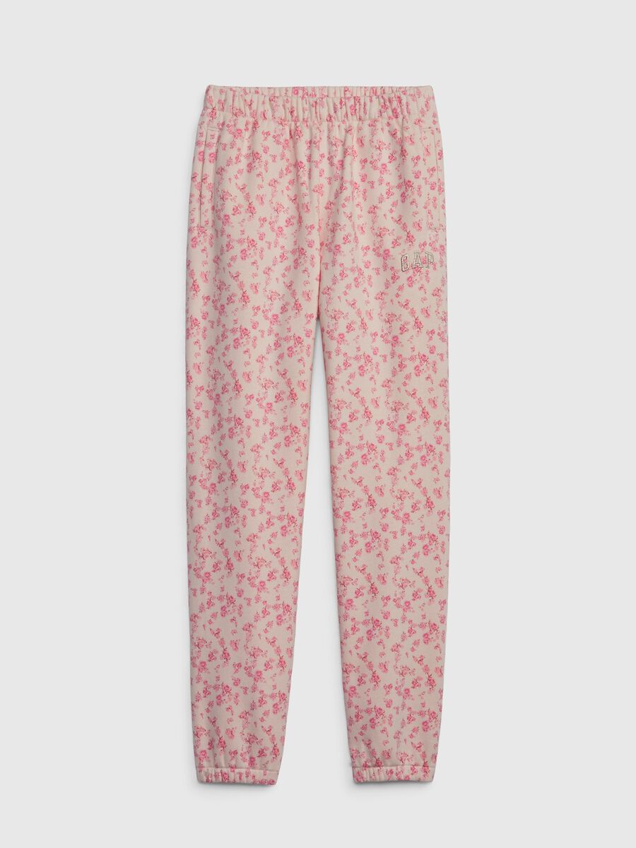 Floral joggers with logo embroidery Girl_0