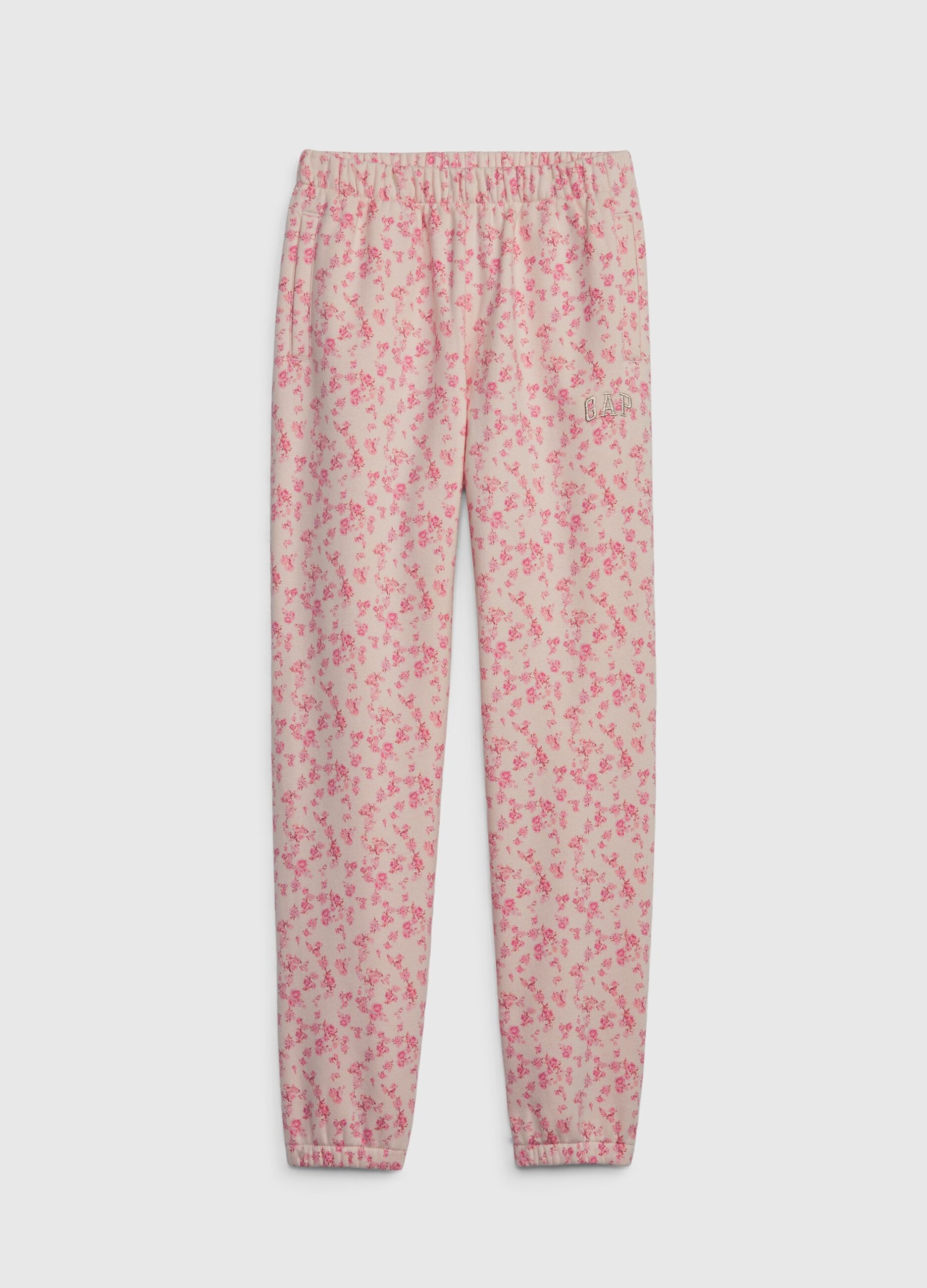 LoveShackFancy floral joggers with logo embroidery