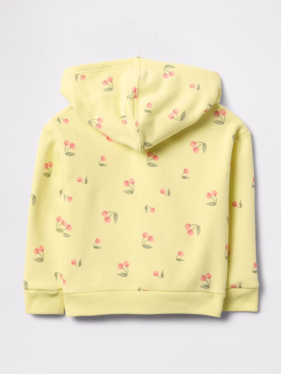 Felpa gialla con cappuccio e stampa floreale Bimba_1