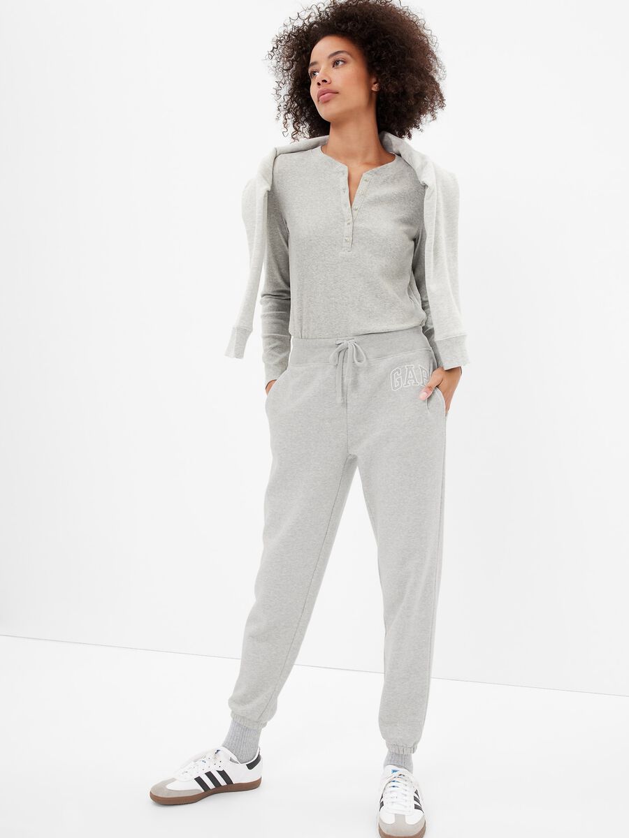 Joggers in cotone con ricamo logo Donna_0