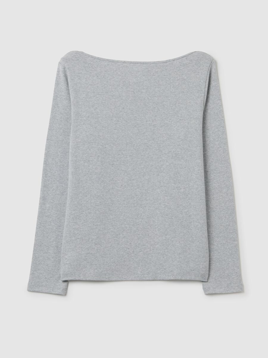 T-shirt scollo a barchetta in cotone e modal Donna_3