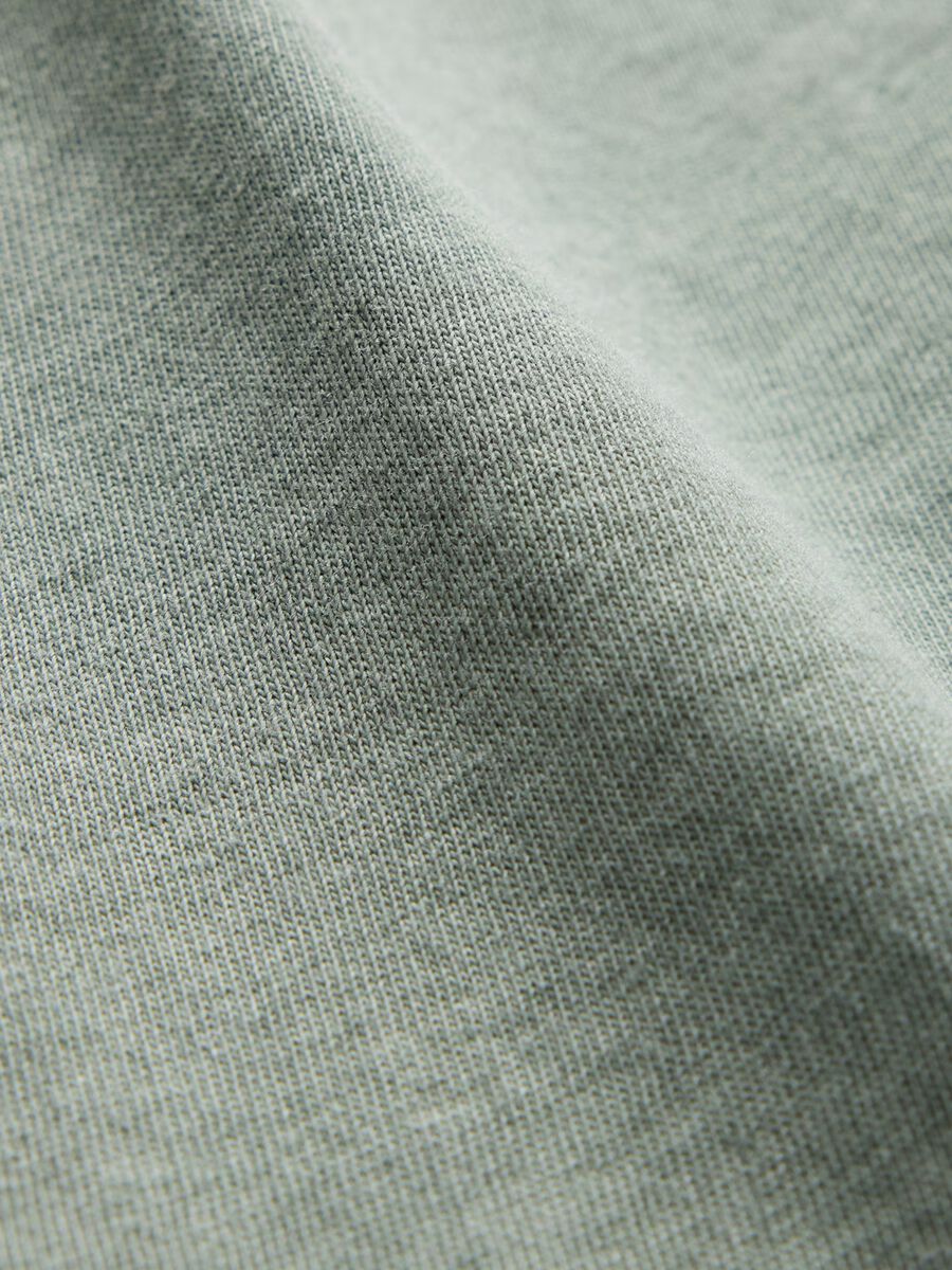 T-shirt verde in cotone con scollo a V Donna_4