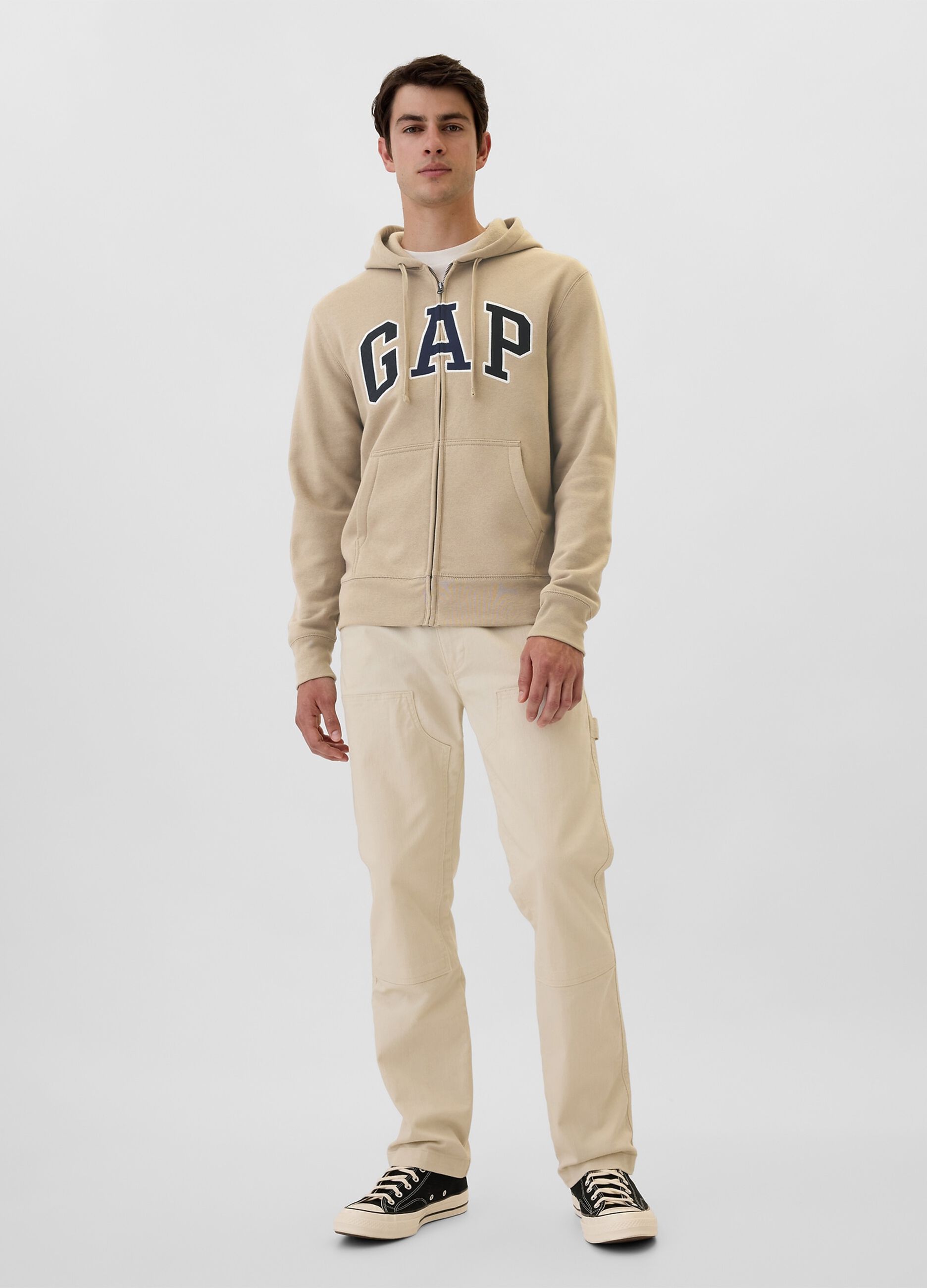 Full-zip sweatshirt with hood and logo embroidery_1