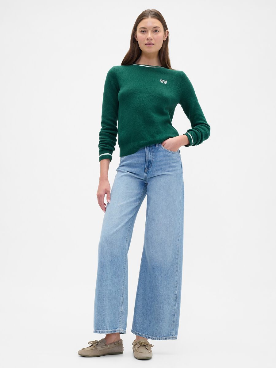 Green Crew Neck Sweater Woman_2