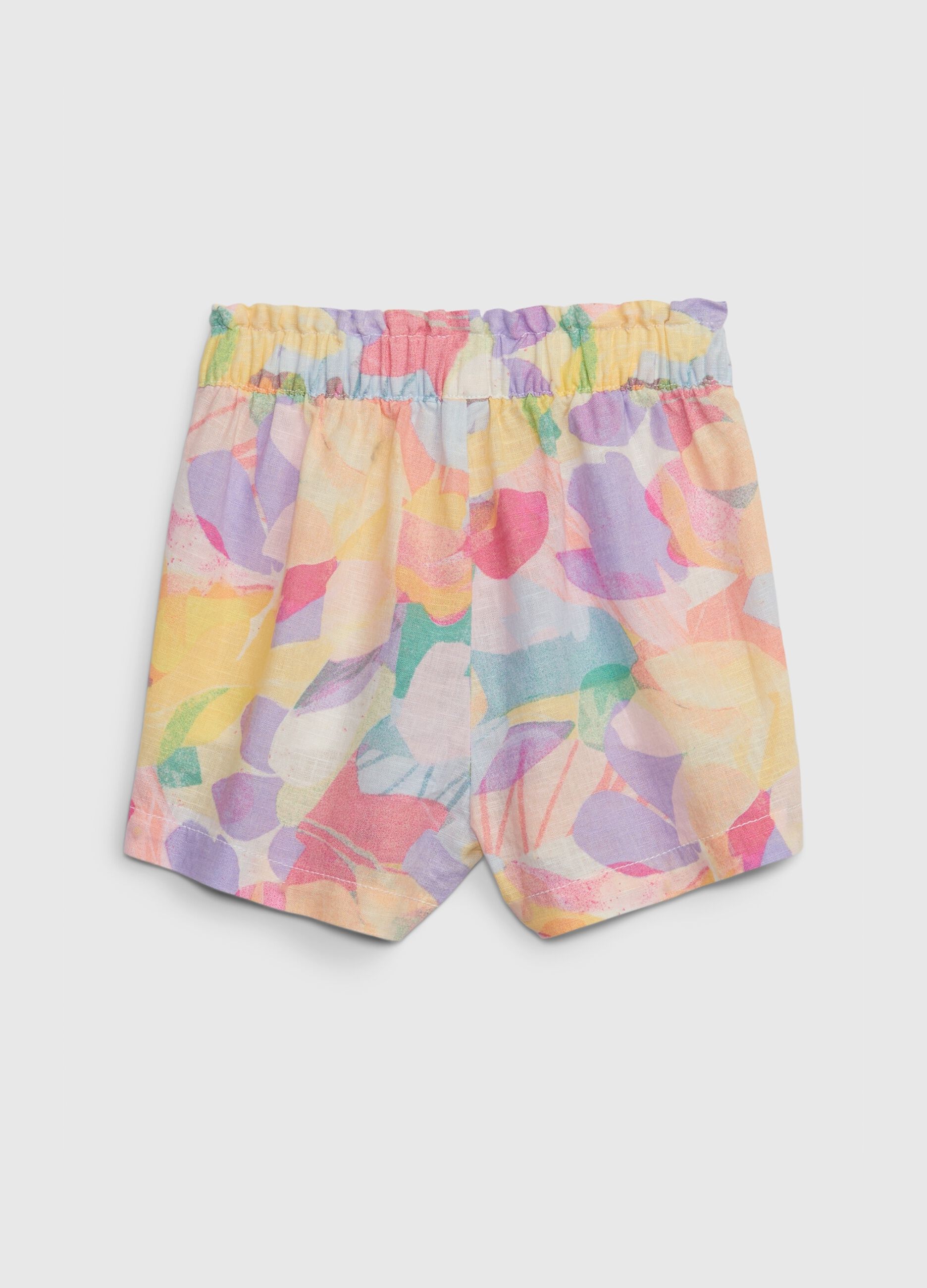 Linen and cotton shorts with print