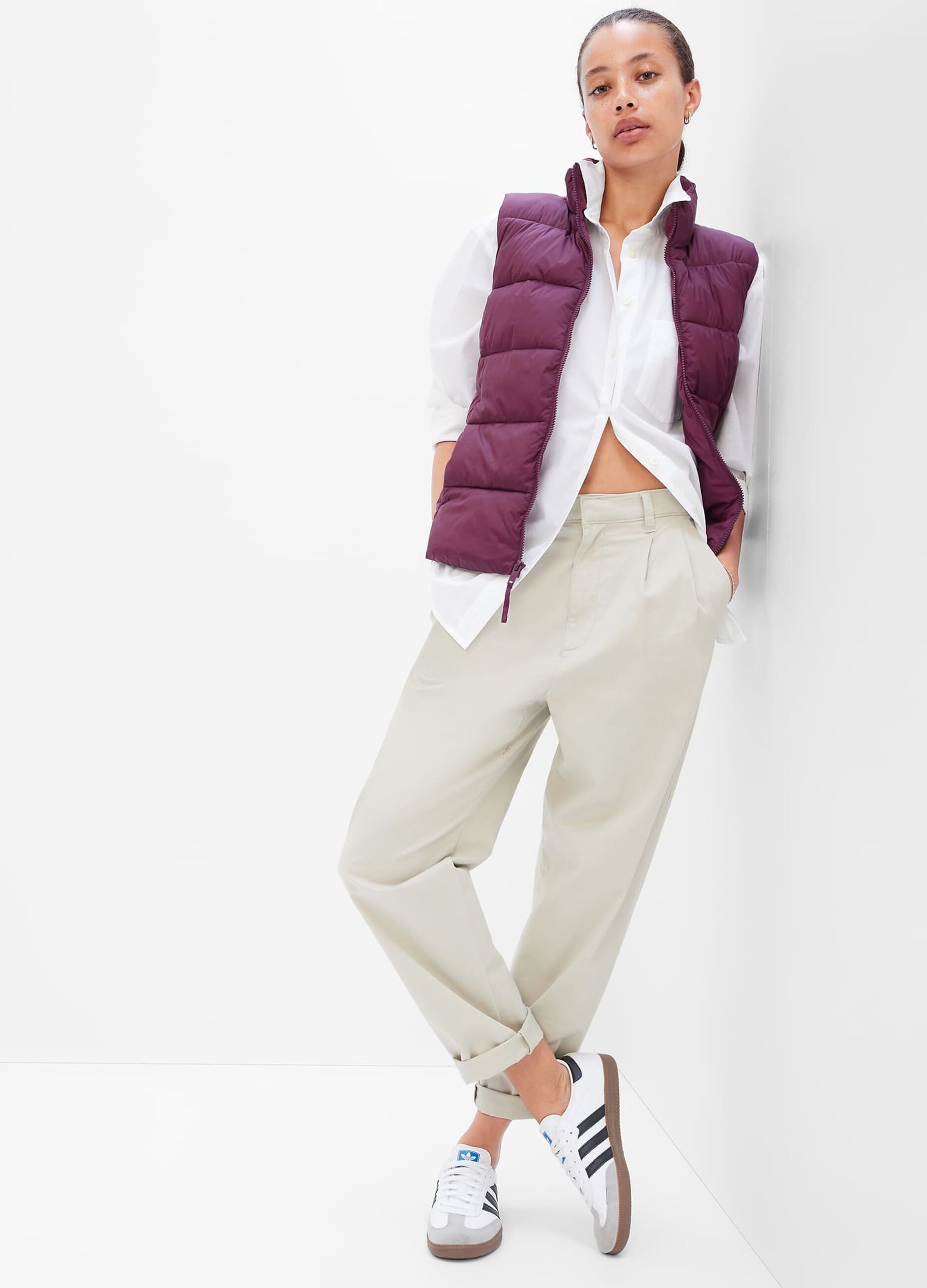 Gilet trapuntato full-zip a collo alto