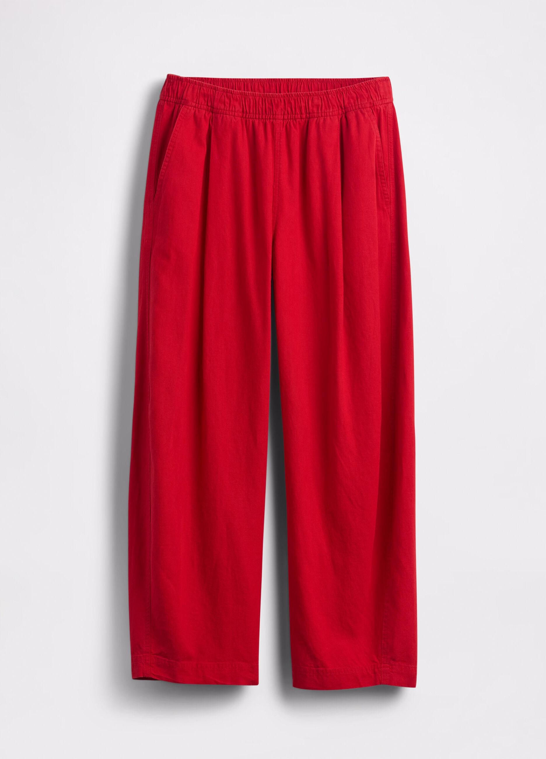Pantaloni ampi rossi in lino e viscosa_6