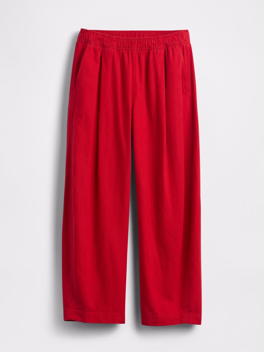 Pantaloni ampi rossi in lino e viscosa Donna_6