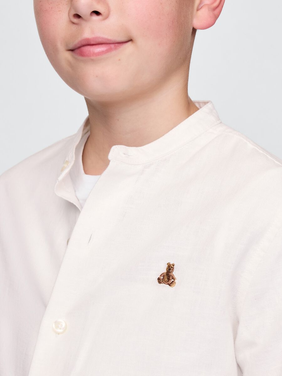 GAP Kids Long Sleeve White Linen and Cotton Shirt Boy_3
