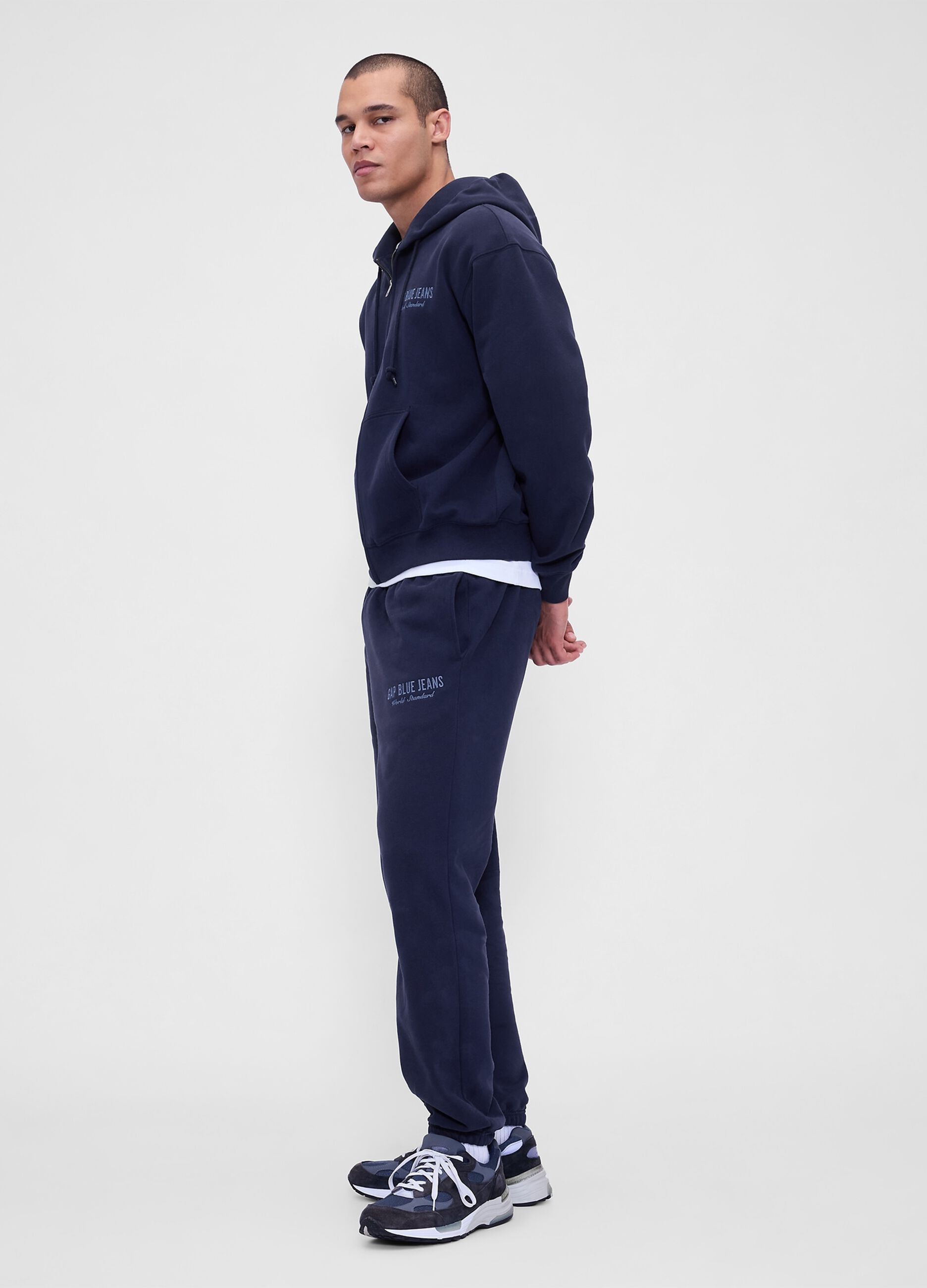 Pantaloni blu in misto cotone e poliestere_4