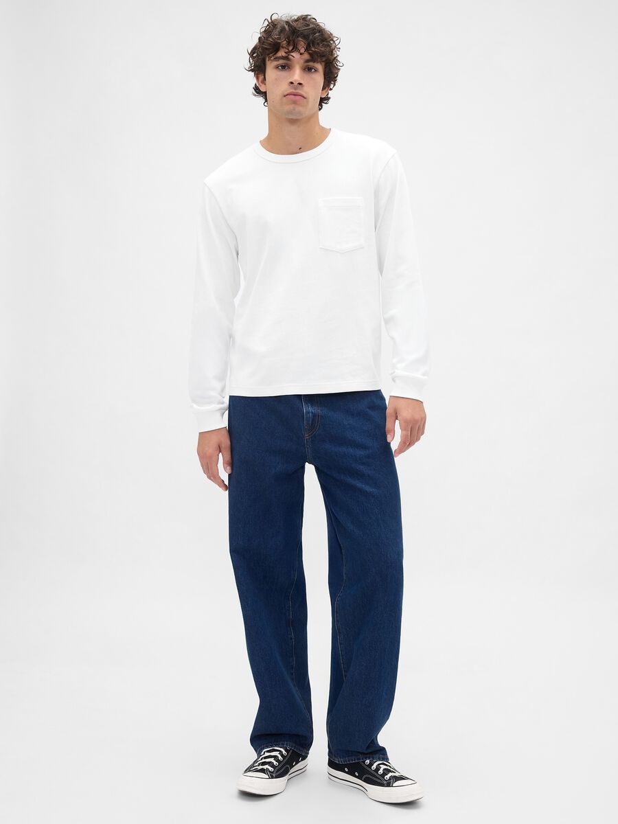 White Cotton Long Sleeve Top Man_2