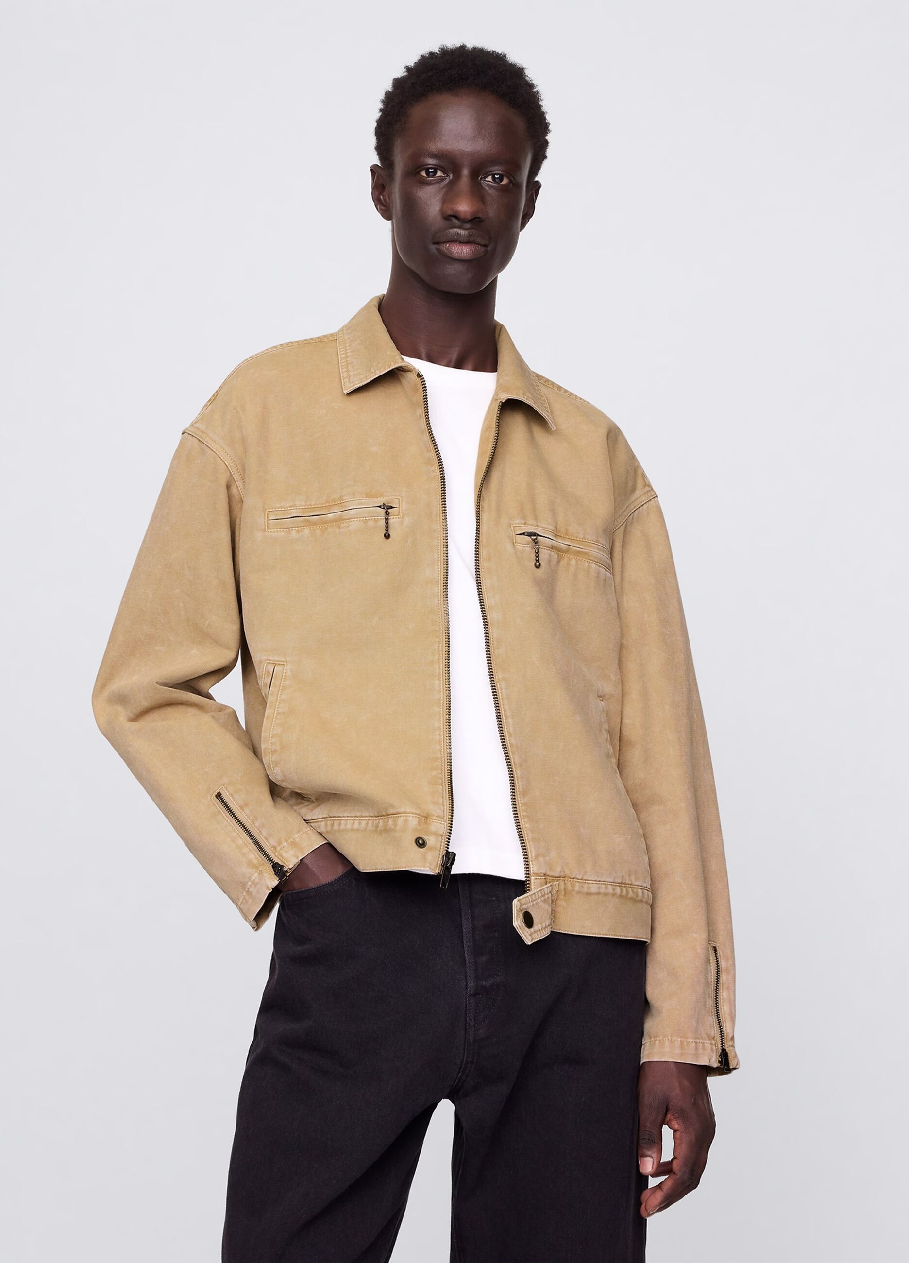 Giacca leggera beige in puro cotone