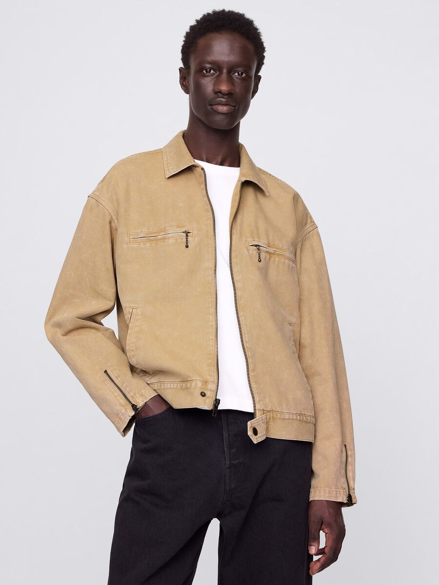 Beige lightweight jacket in 100% cotton Man_0