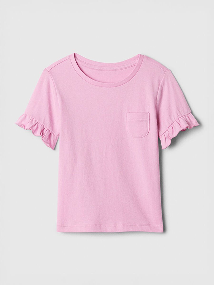T-shirt rosa con volant sulle maniche Baby Girl_0