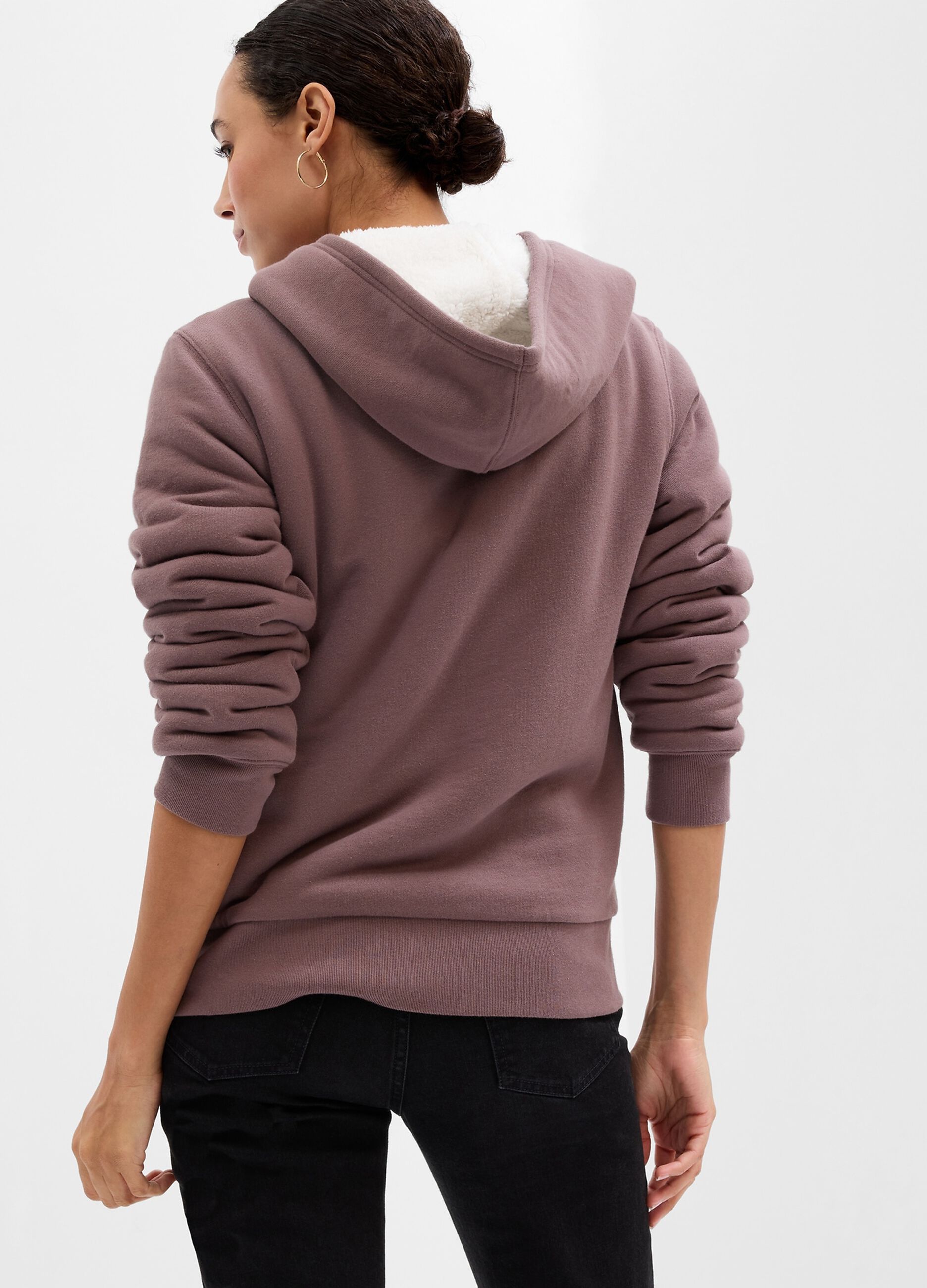Full-zip sweatshirt with sherpa hood and lining_1