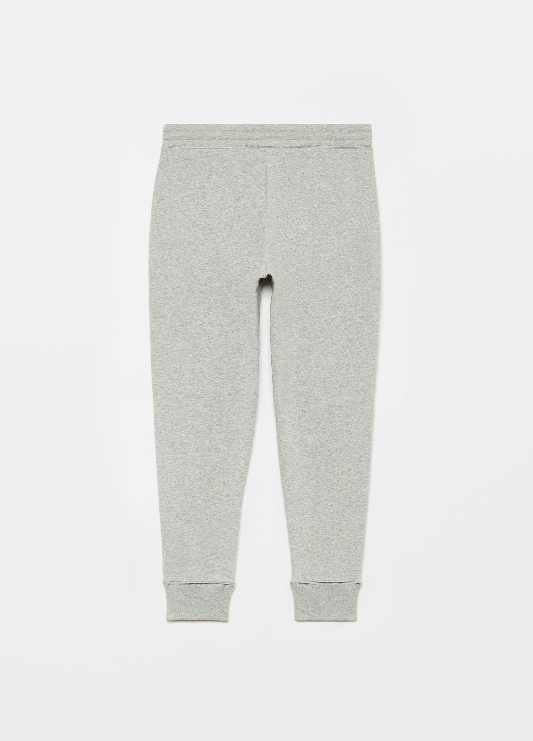 Mélange fleece joggers with logo embroidery