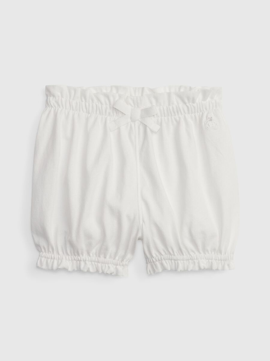 Shorts in cotone bio con ricamo orsetto Neonato_0