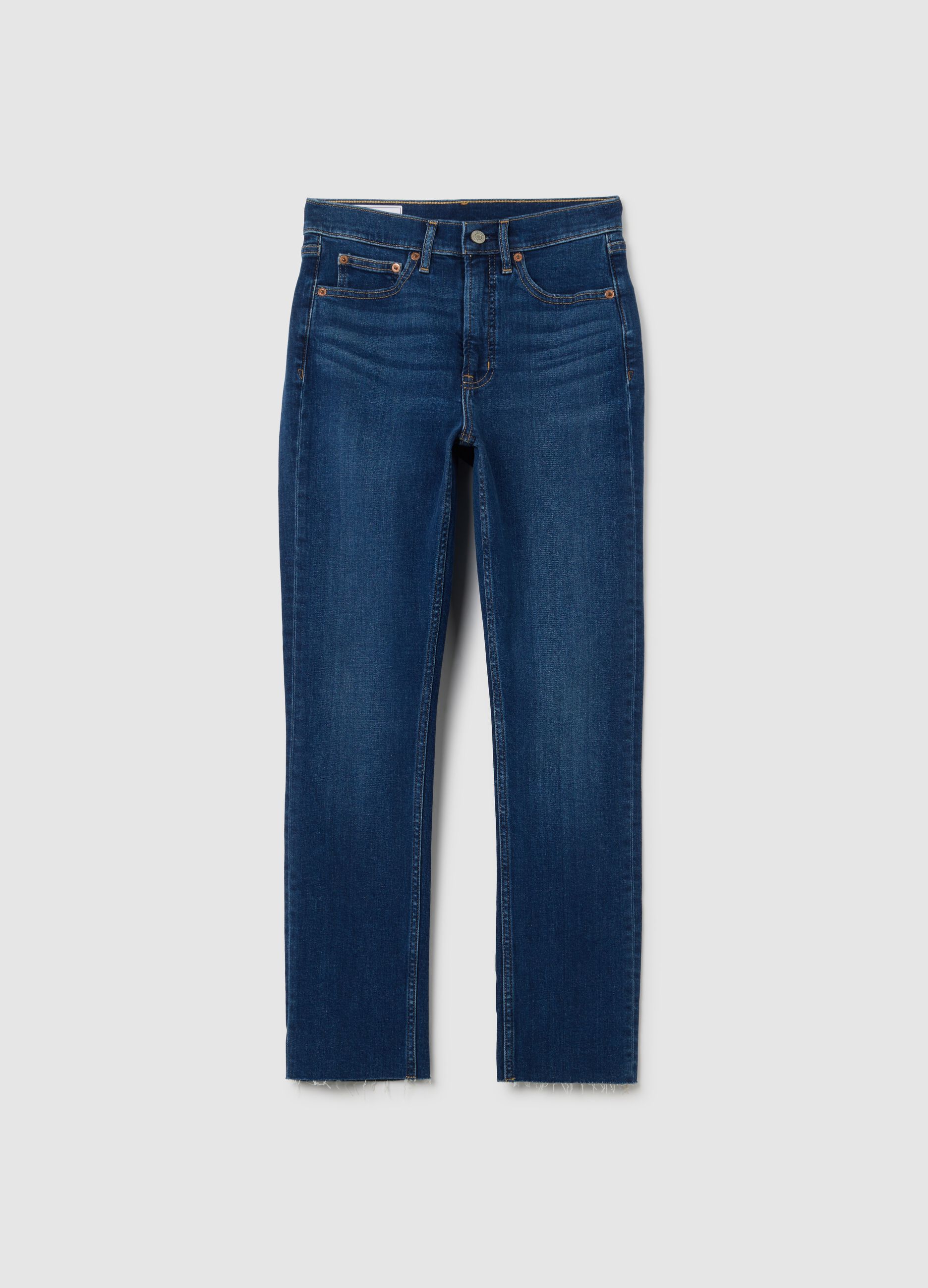 Slim-fit high-waist jeans with raw edging_2