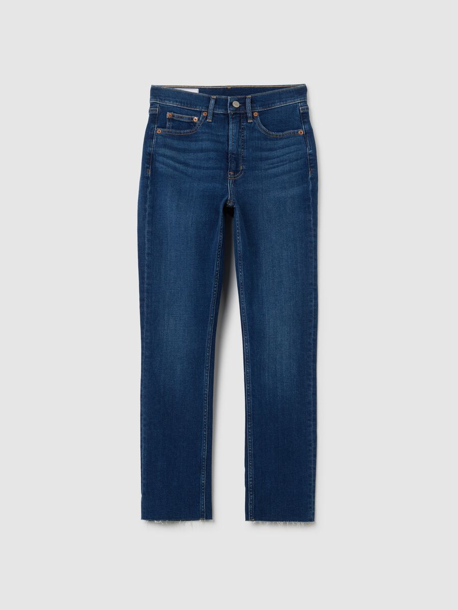 Jeans slim fit a vita alta con orlo a vivo Donna_2