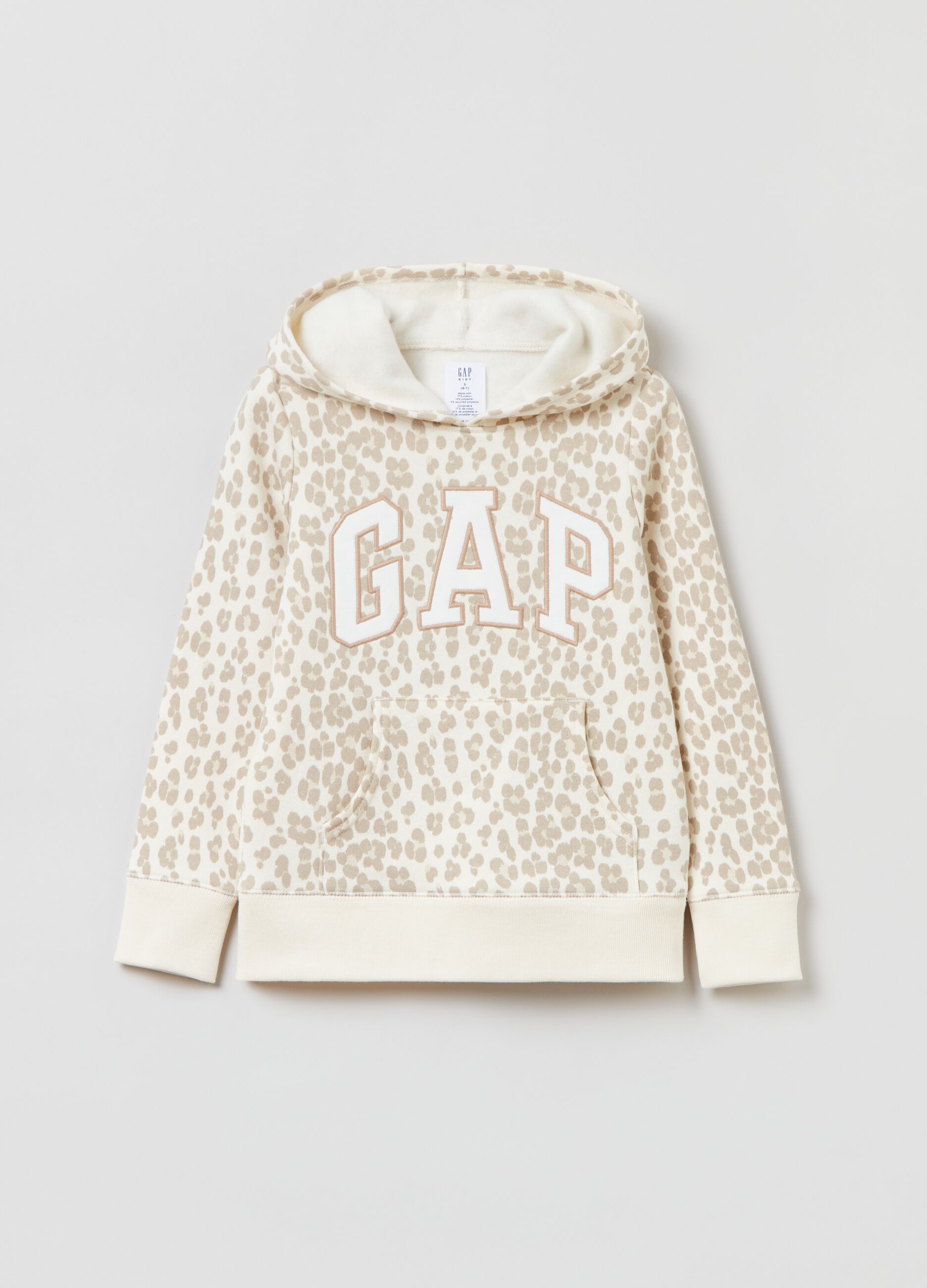 Animal print sweatshirt with hood and logo