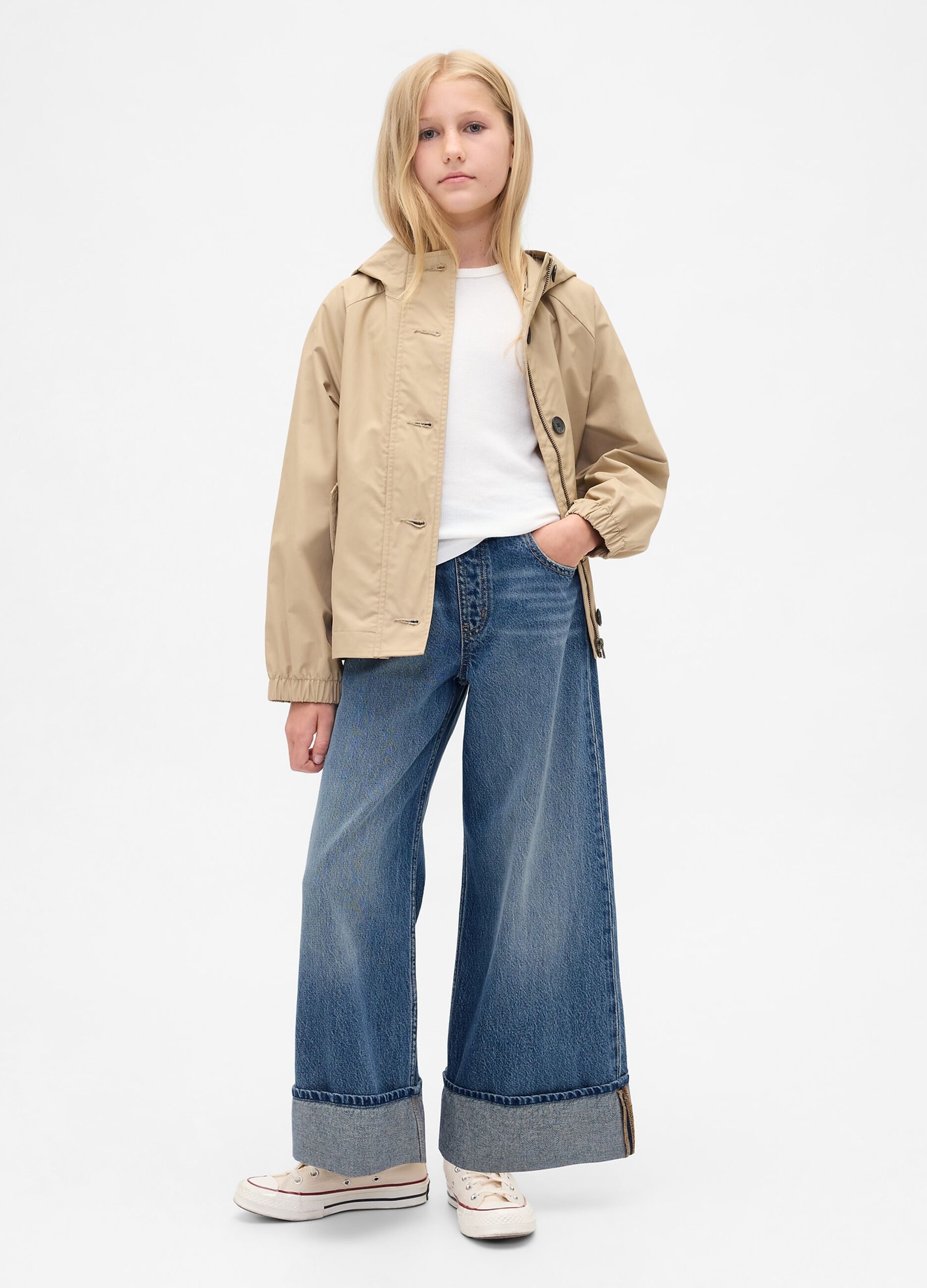 Jeans ampi in denim per bambina