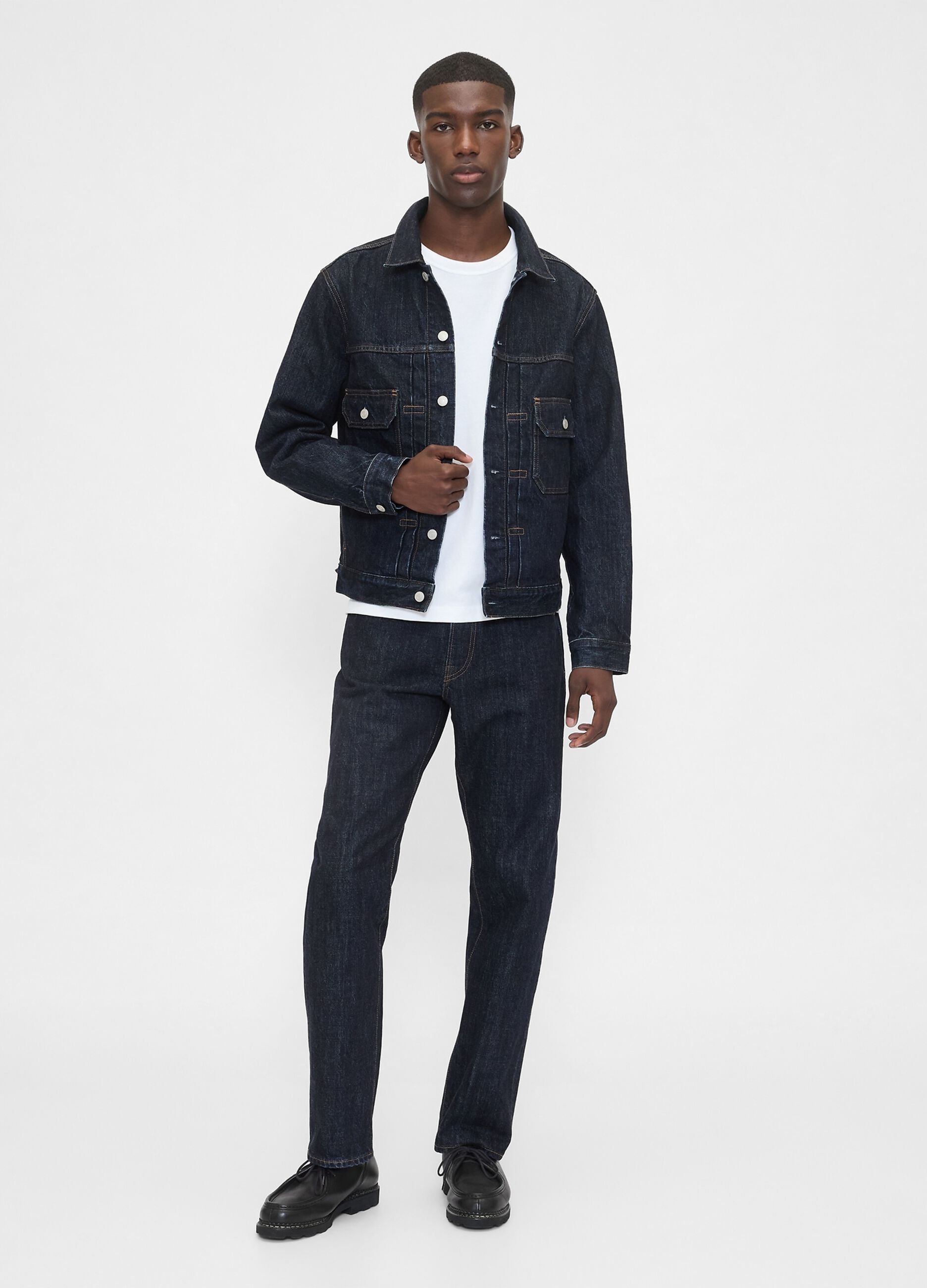 Giacca denim blu in cotone_1
