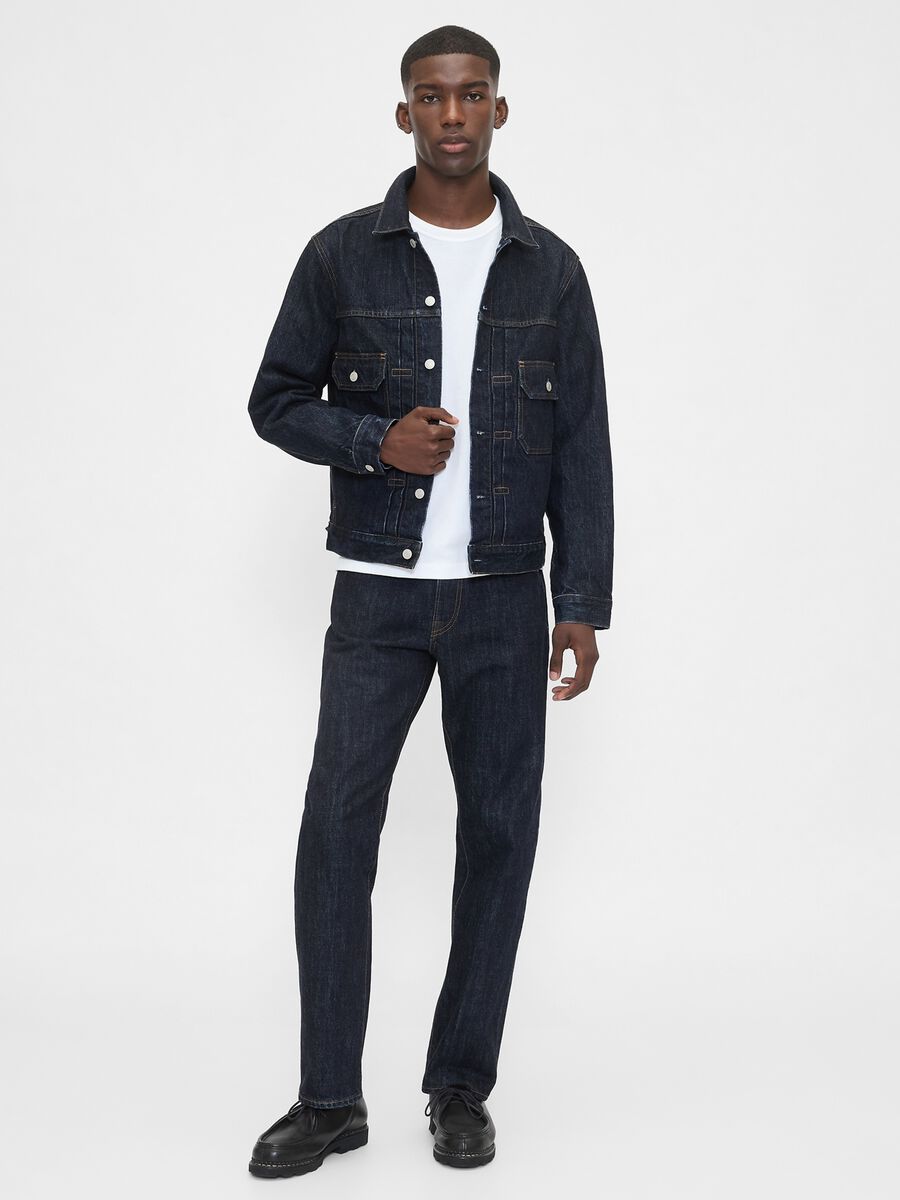 Giacca denim blu in cotone Uomo_1