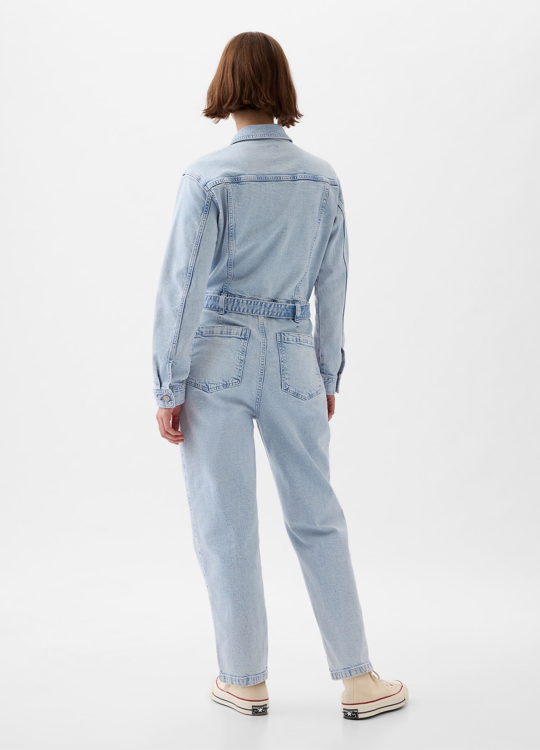 Tuta intera in denim con cintura_2