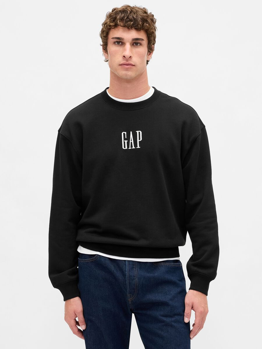Black Crew Neck Sweatshirt Man_0