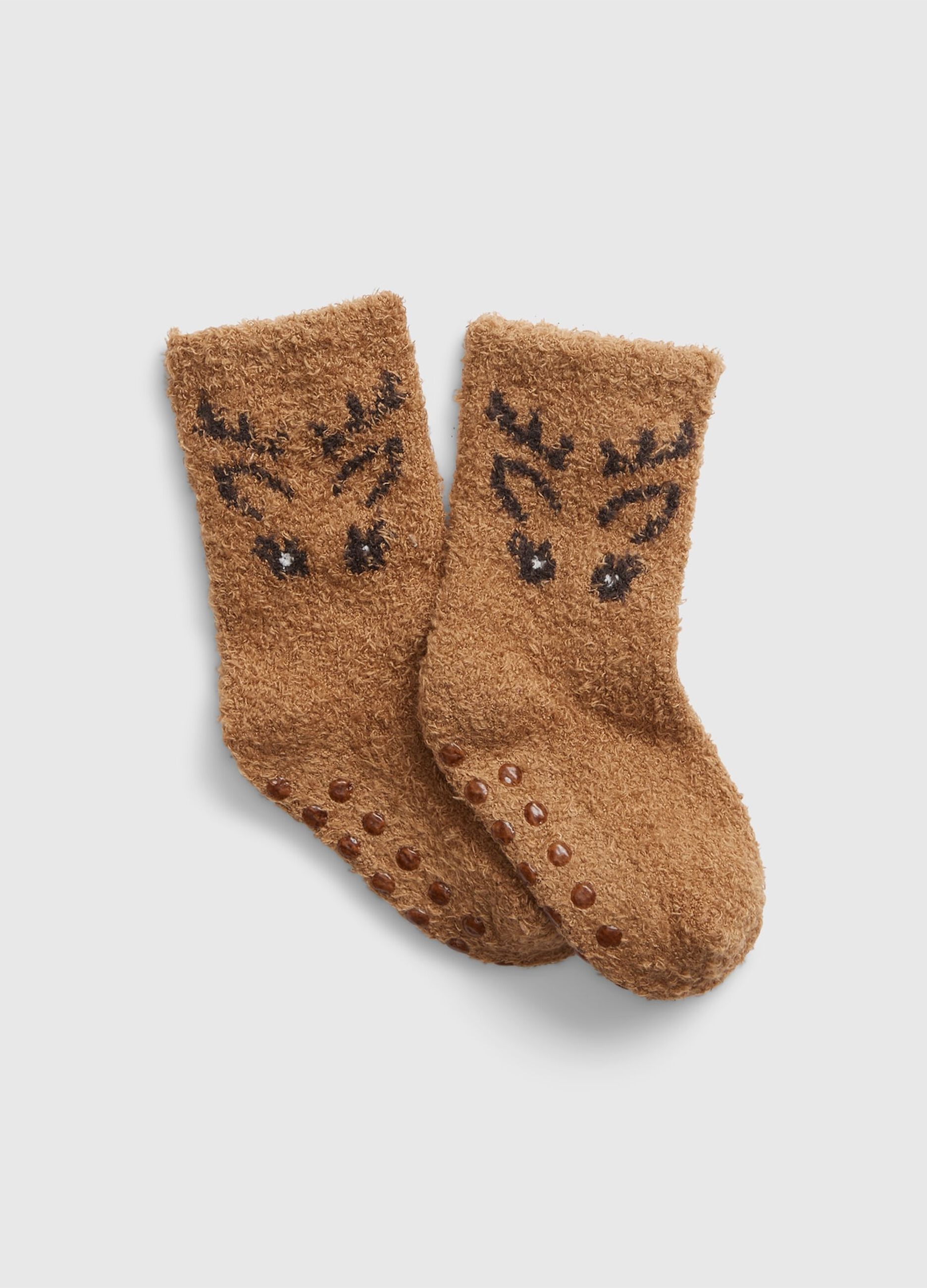 Slipper socks with reindeer design