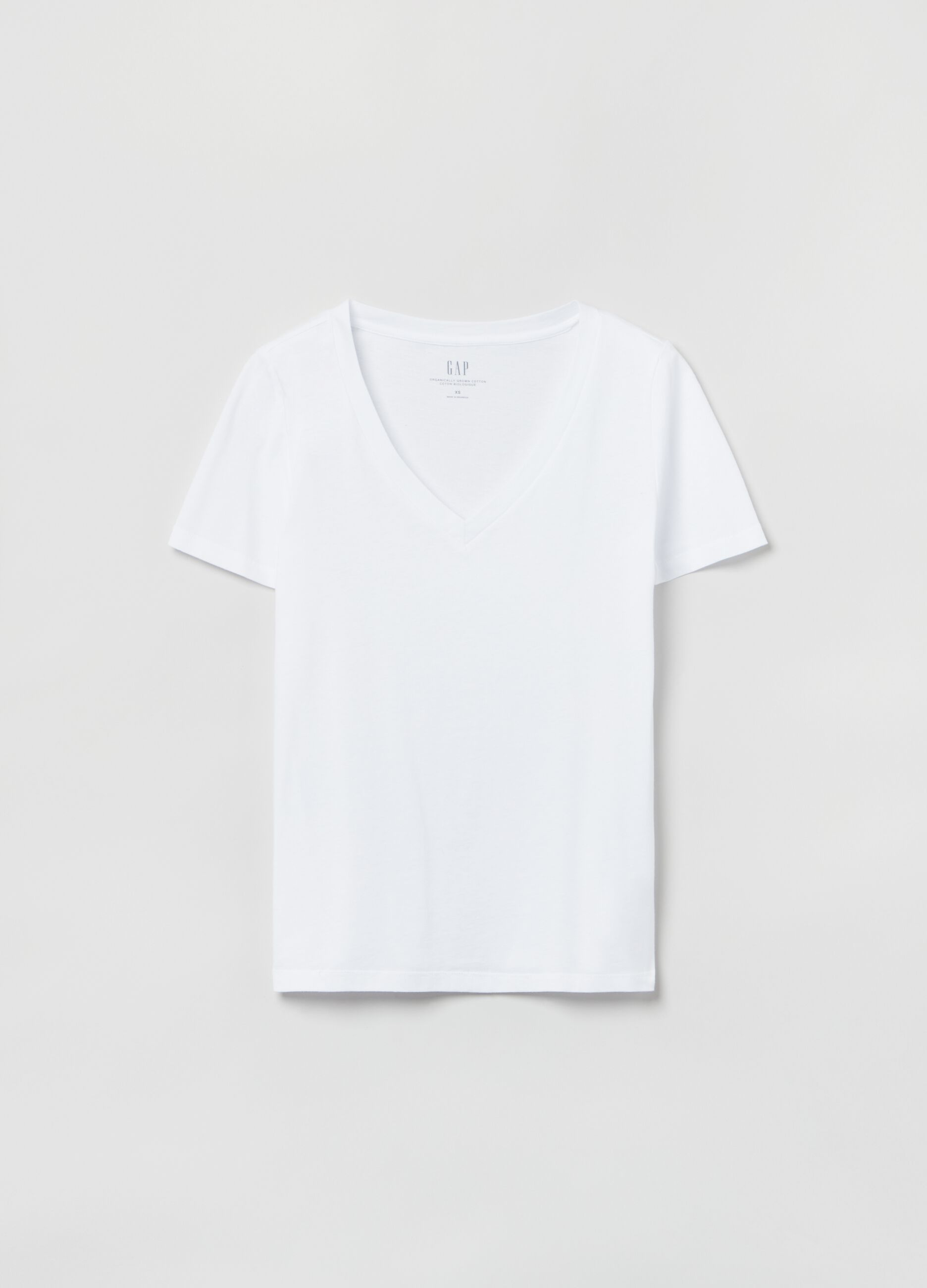 T-shirt in cotone con scollo a V_1