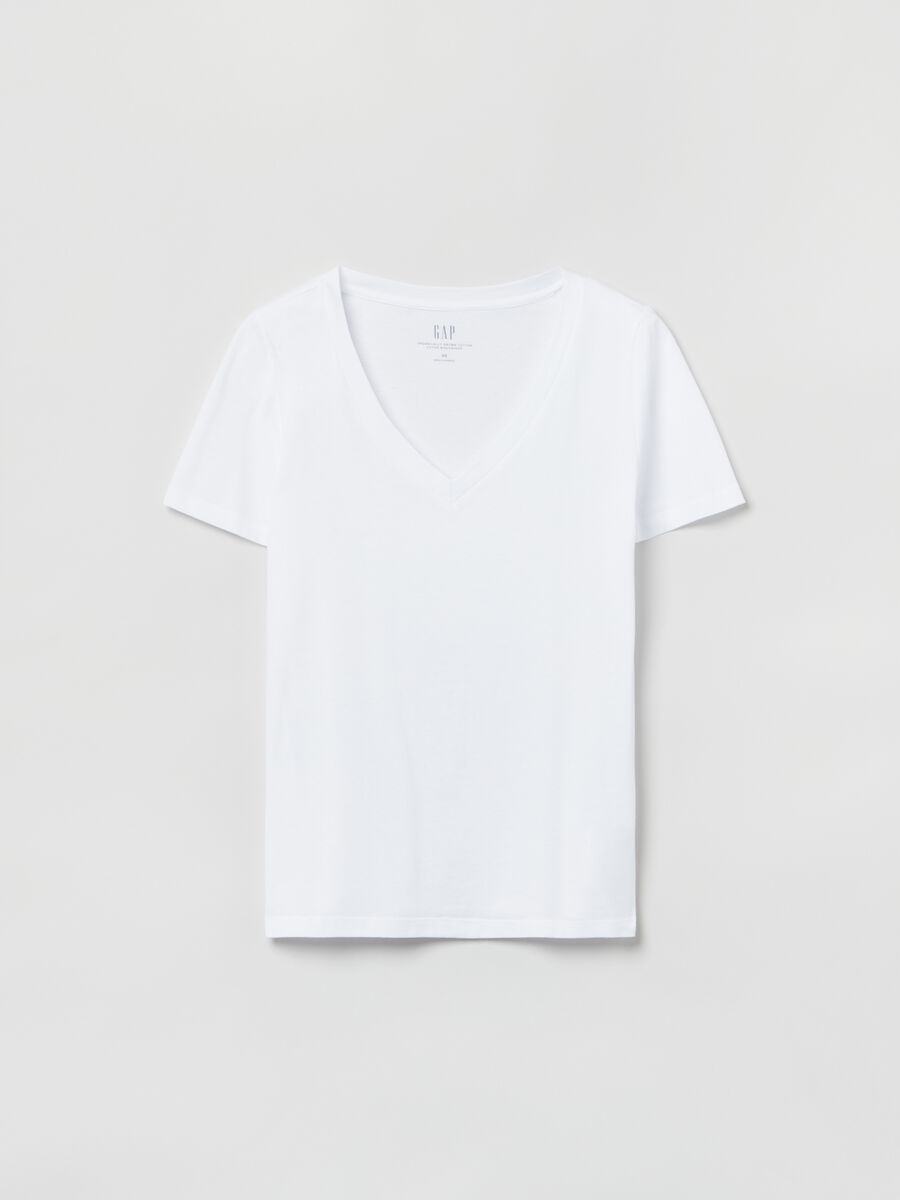 T-shirt in cotone con scollo a V Donna_1
