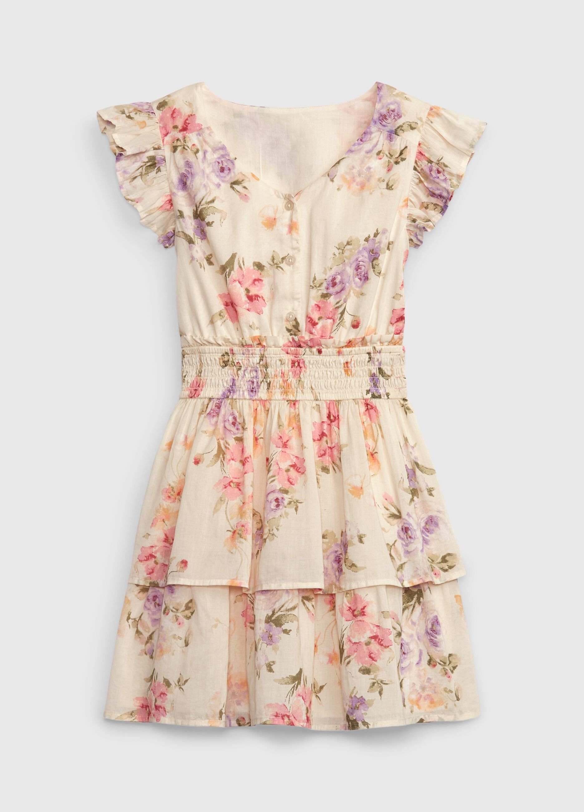 LoveShackFancy floral dress in cotton with flounce_2