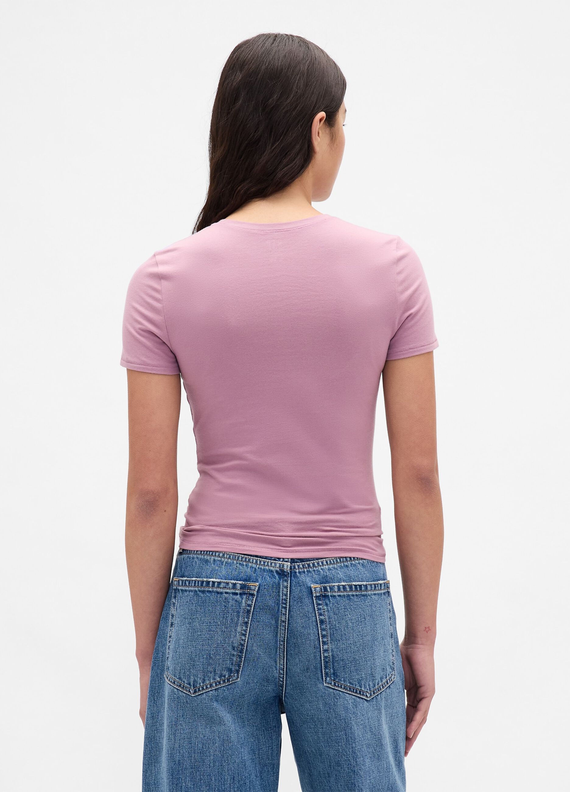 T-shirt rosa elasticizzata a maniche corte_2
