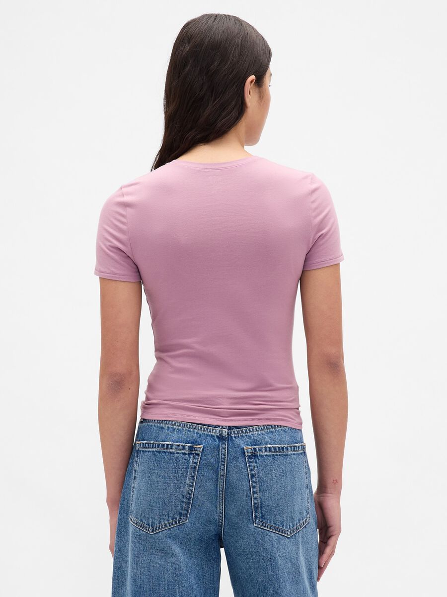 T-shirt bianca elasticizzata a maniche corte Donna_2