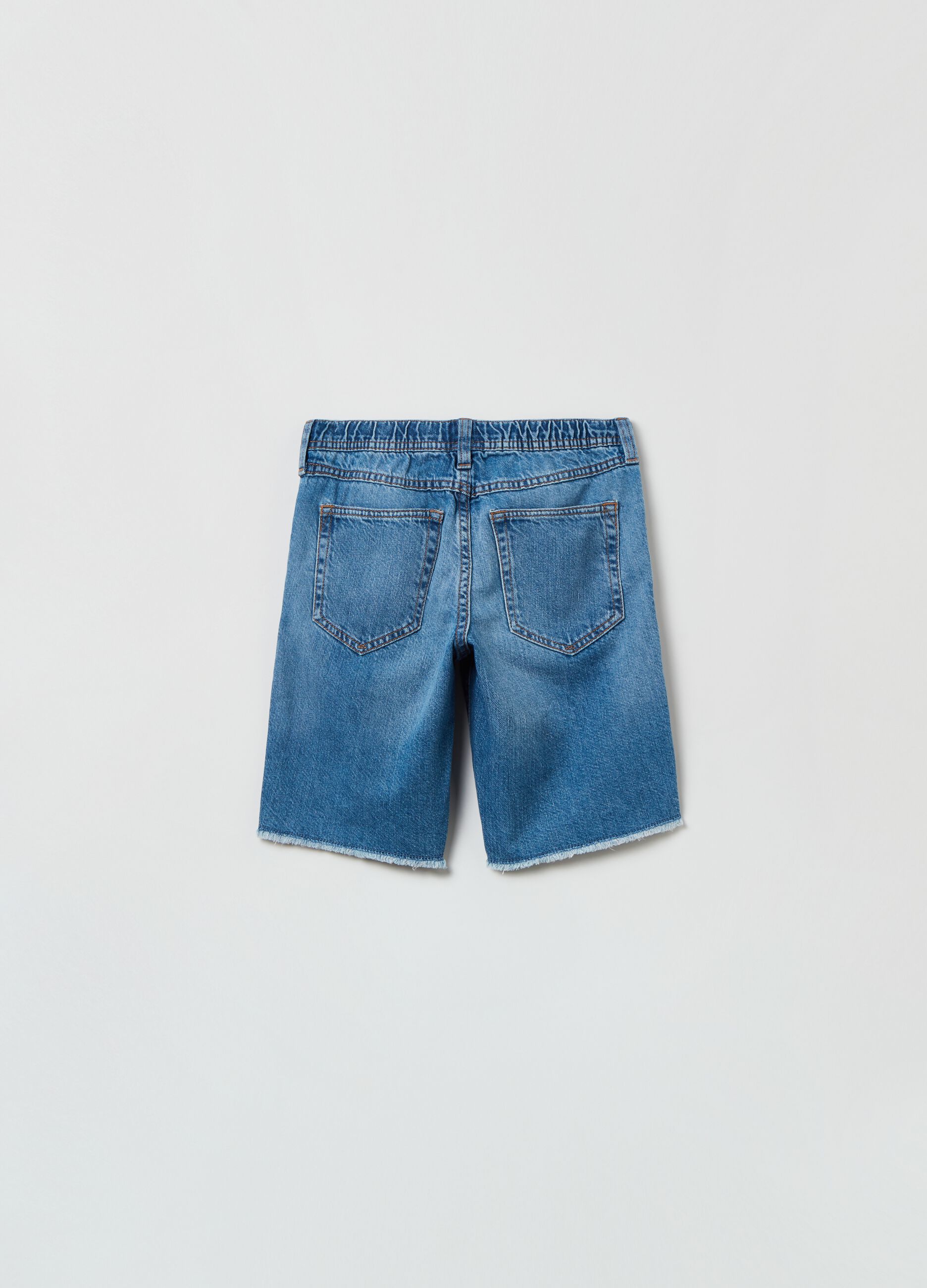 Denim Bermuda shorts with drawstring_1