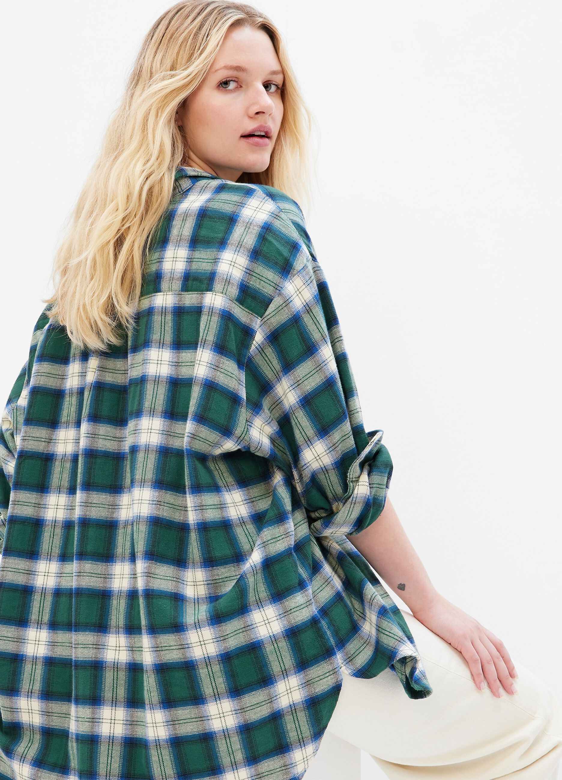 Camicia oversize in flanella check_1